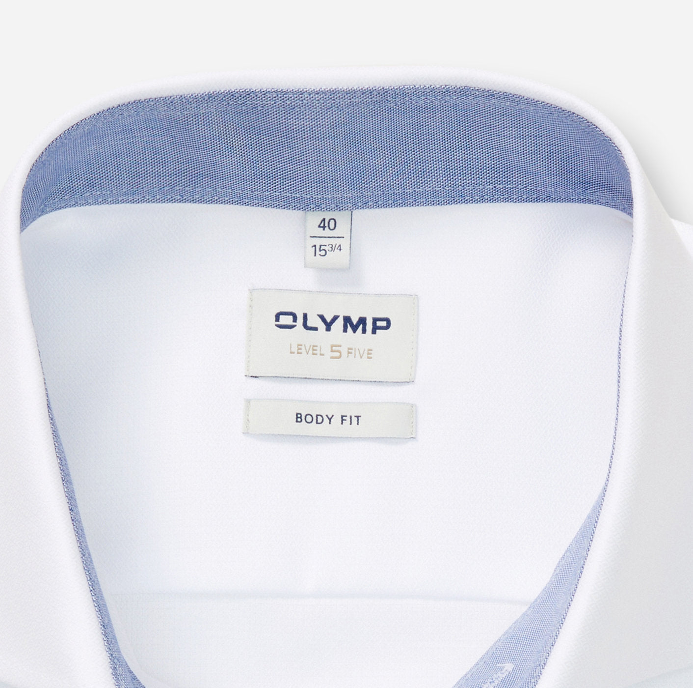 Olymp miesten kauluspaita Level Five Body Fit Contrast, valkoinen