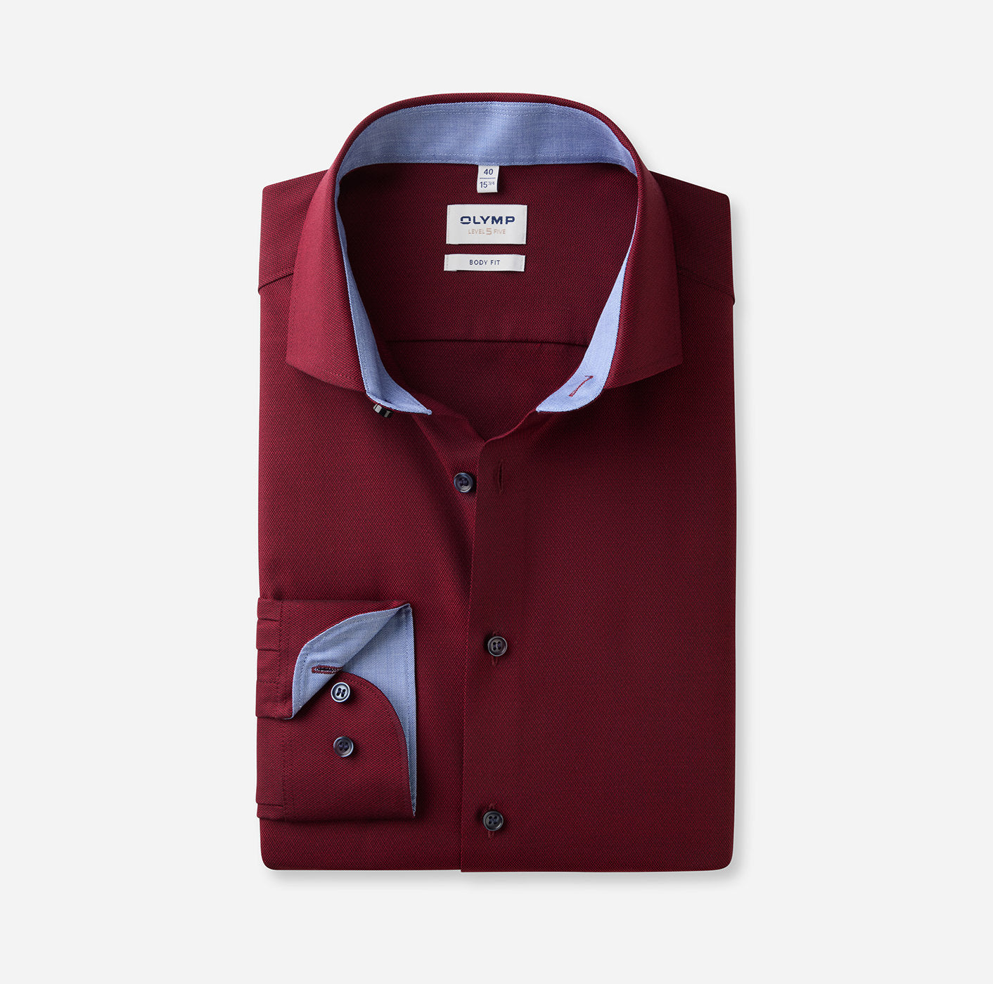 Olymp miesten kauluspaita Level Five Body Fit, viininpunainen