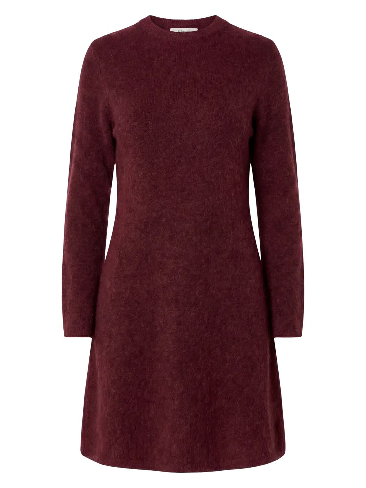 Selected Women neulemekko Lulu Brushed O-Neck Dress, Tawny Port Melange