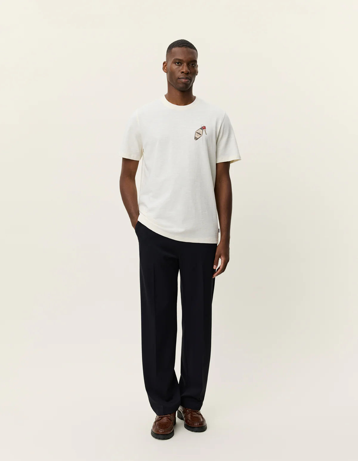 Les Deux miesten t-paita Ben Troy Keys T-shirt, luonnonvalkoinen