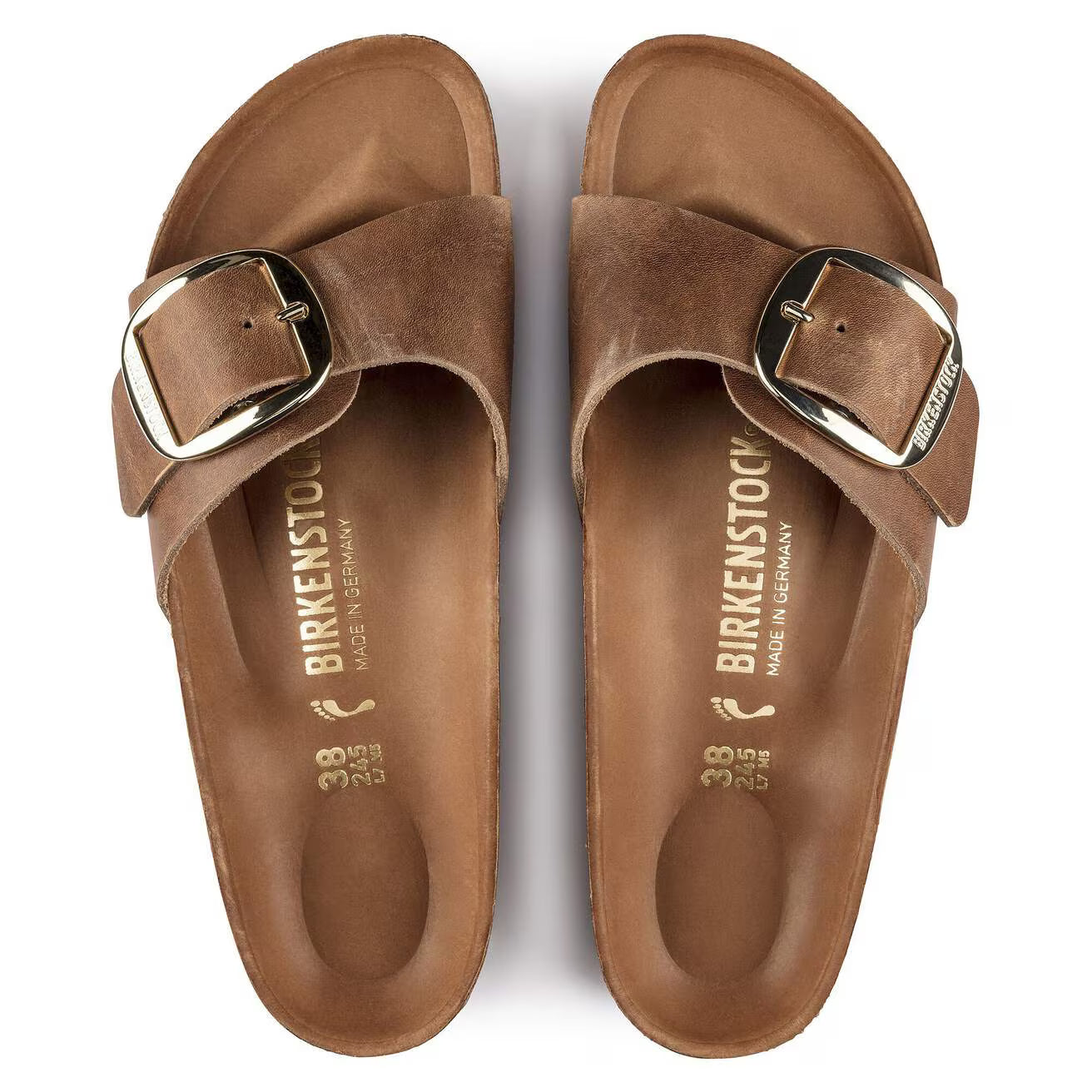 Birkenstock unisex sandaalit Madrid Big Buckle Narrow Leather, konjakinruskea