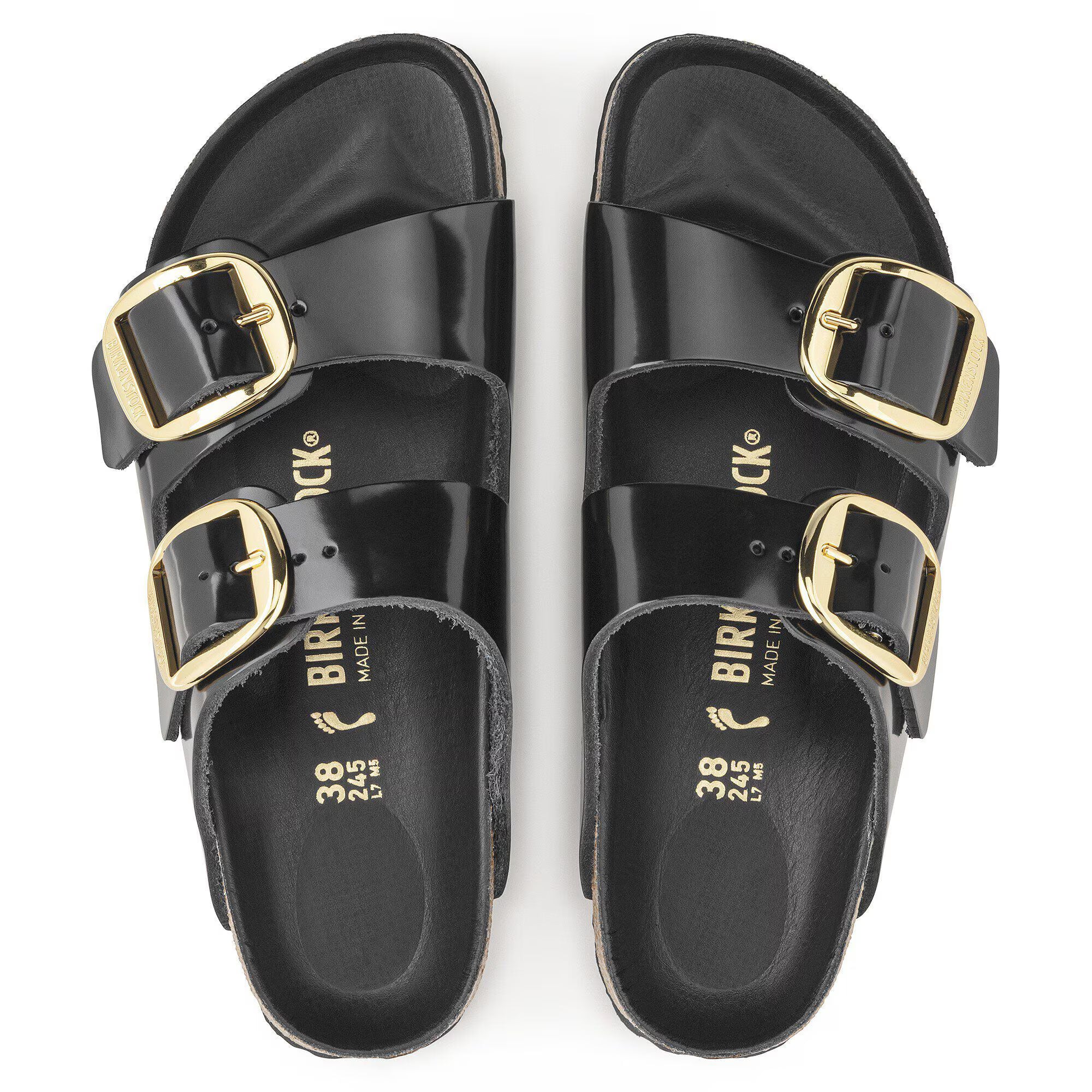 Birkenstock naisten sandaalit Arizona Big Buckle Leather Patent, musta