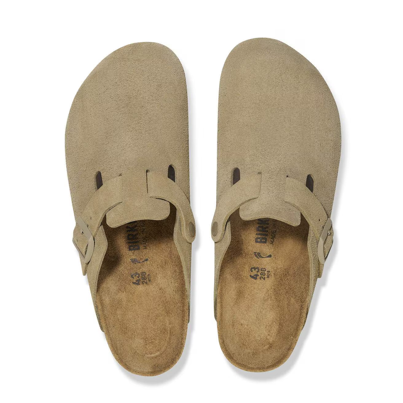Birkenstock unisex pistokkaat Boston Regular Suede Faded Khaki, tumma kameli