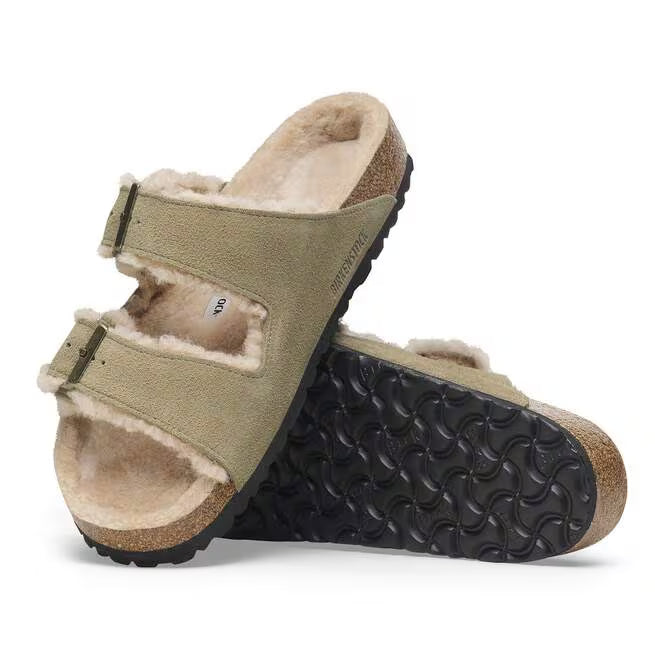 Birkenstock naisten sandaalit Arizona Shearling, harmaanruskea
