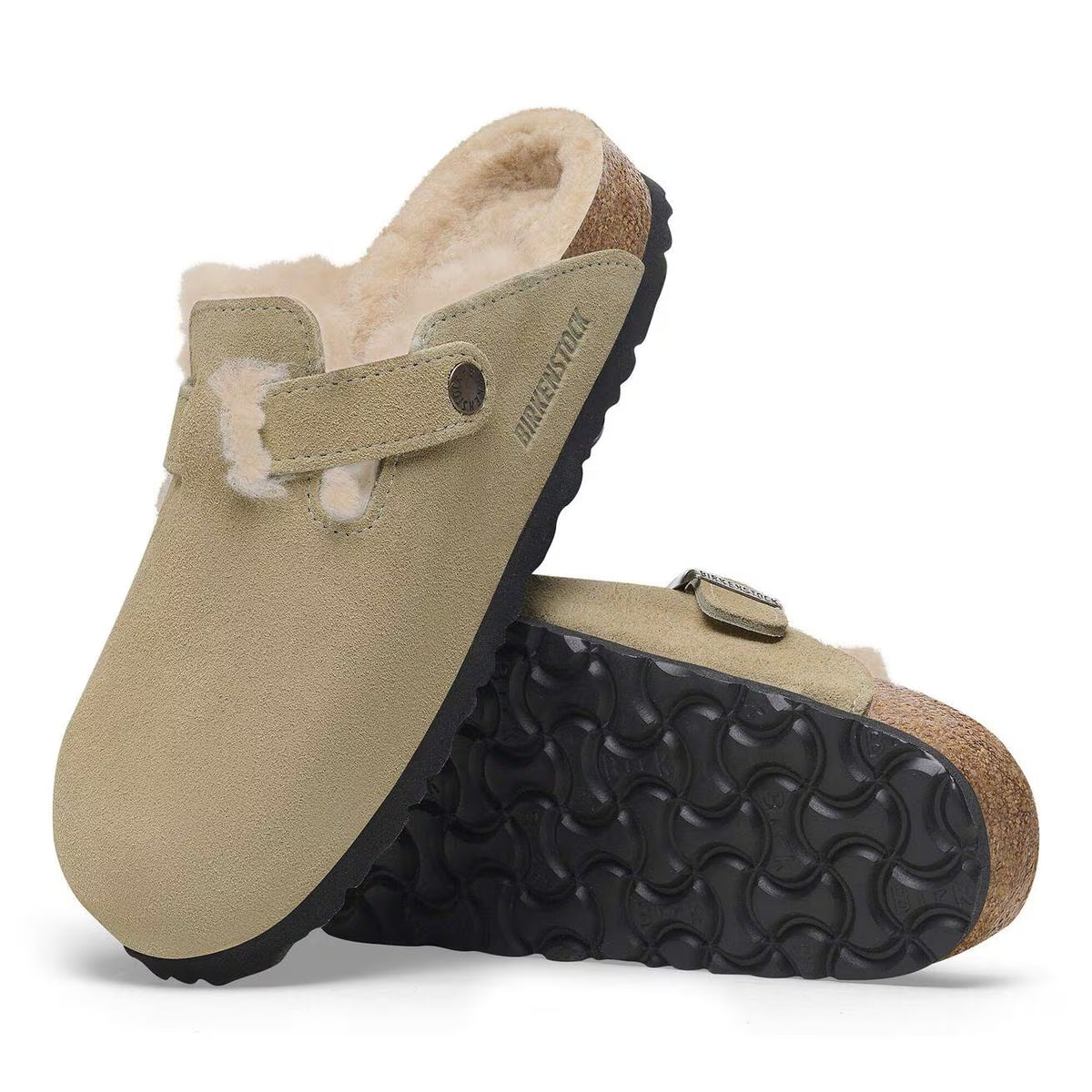 Birkenstock naisten kengät Boston Shearling Narrow, harmaanruskea