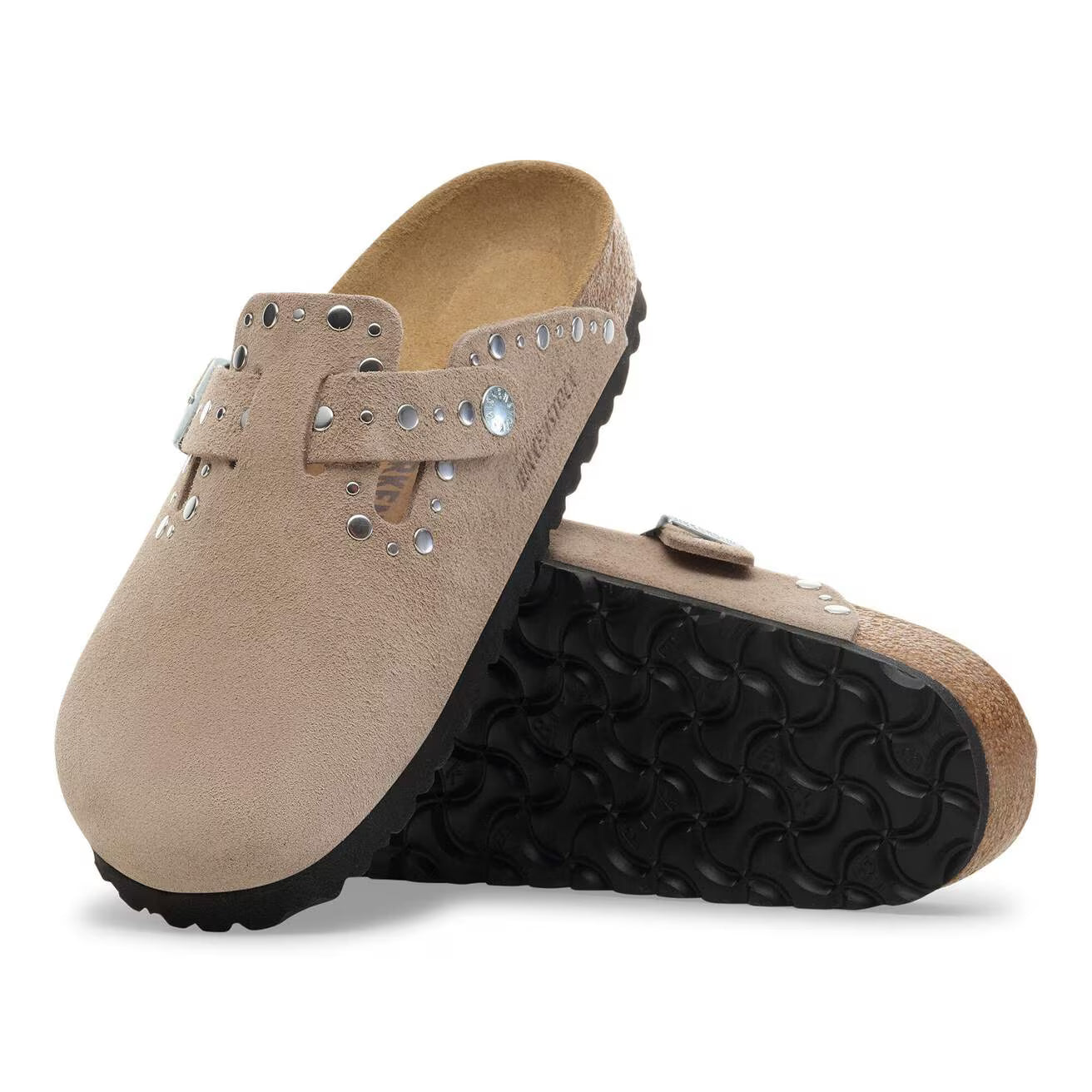 Birkenstock naisten pistokkaat Boston Rivets, ruskeanharmaa