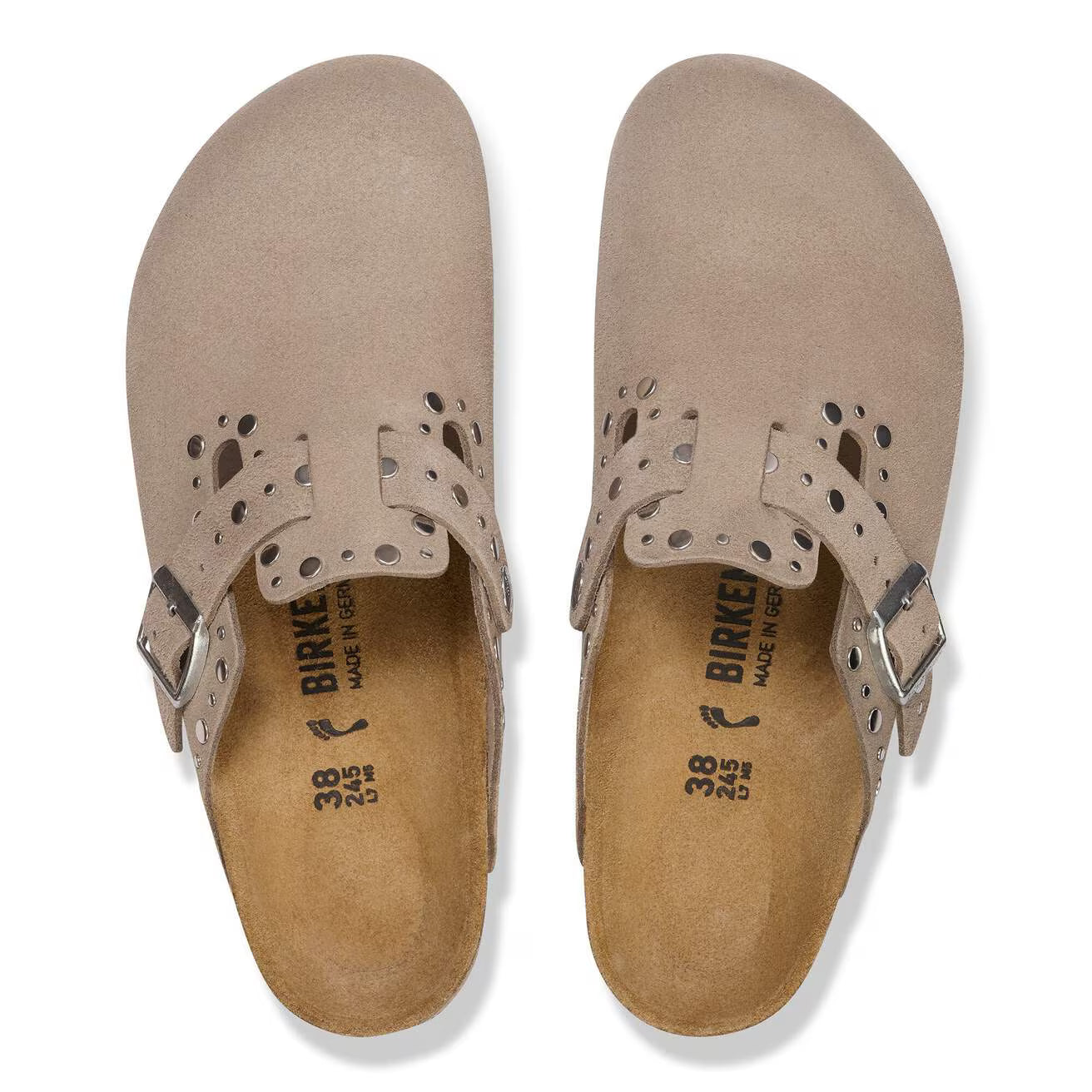 Birkenstock naisten pistokkaat Boston Rivets, ruskeanharmaa