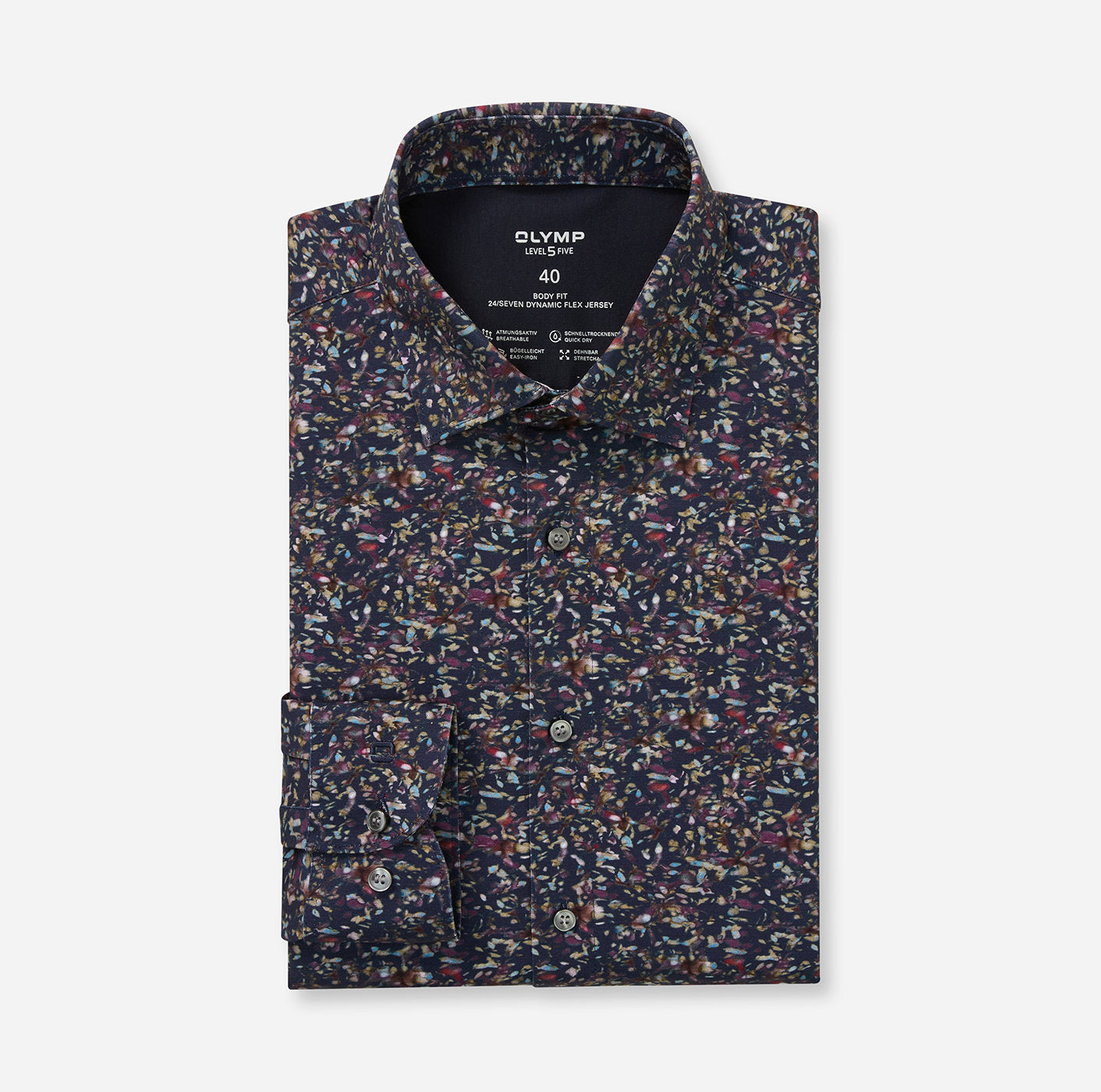 Olymp miesten kauluspaita 24/SEVEN – LEVELFIVE BODY FIT JERSEY, sininen kuosi