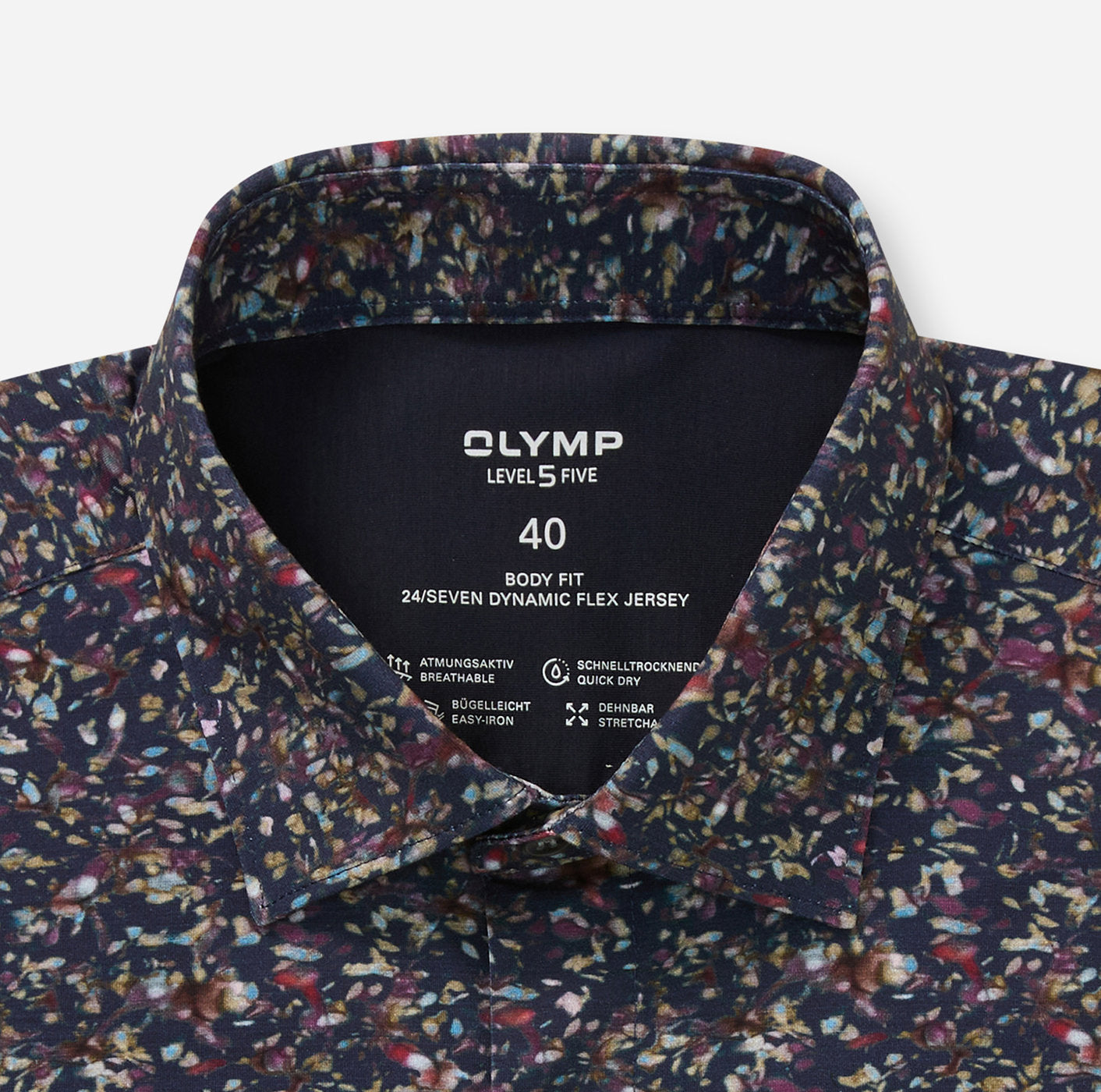 Olymp miesten kauluspaita 24/SEVEN – LEVELFIVE BODY FIT JERSEY, sininen kuosi