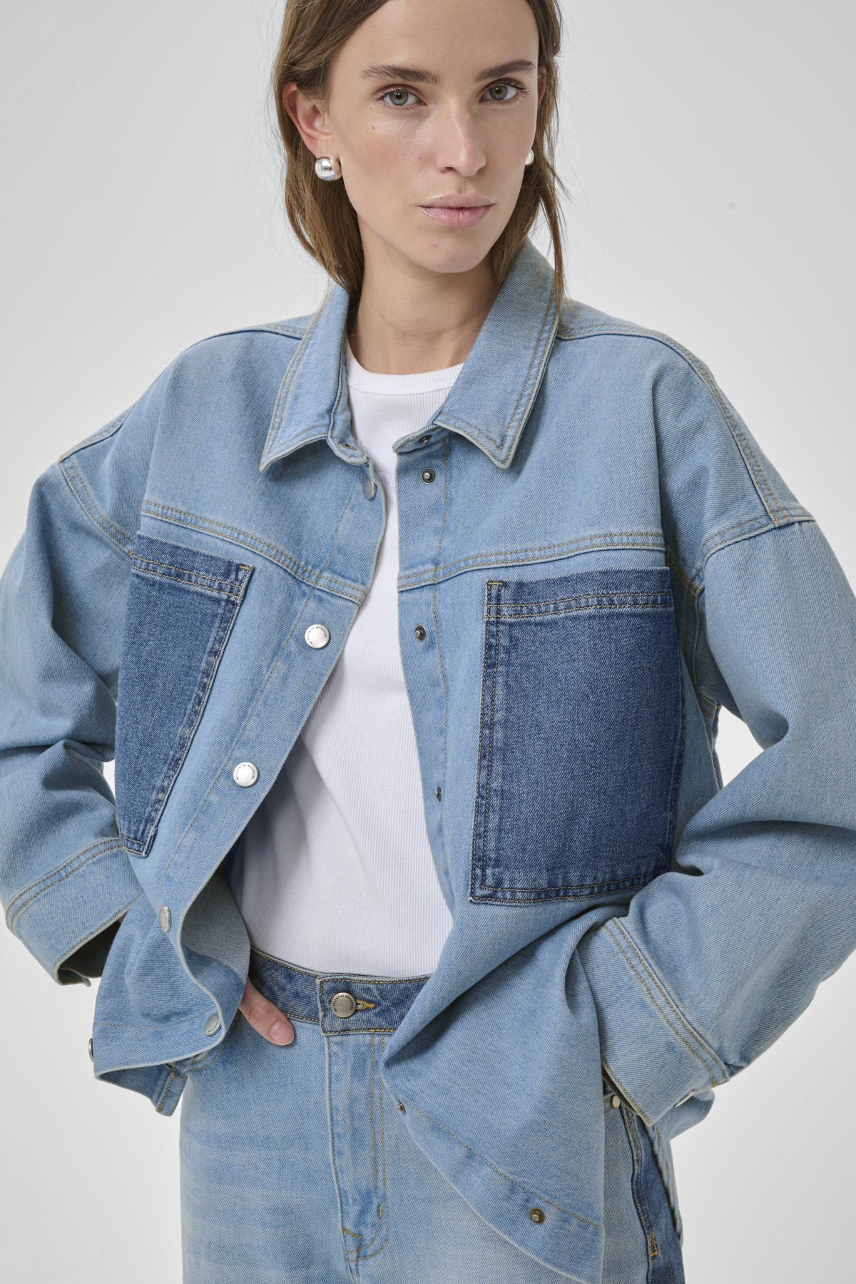 My Essential Wardrobe naisten paitatakki MWMazie 139 Boxy Mix Shirt, sininen