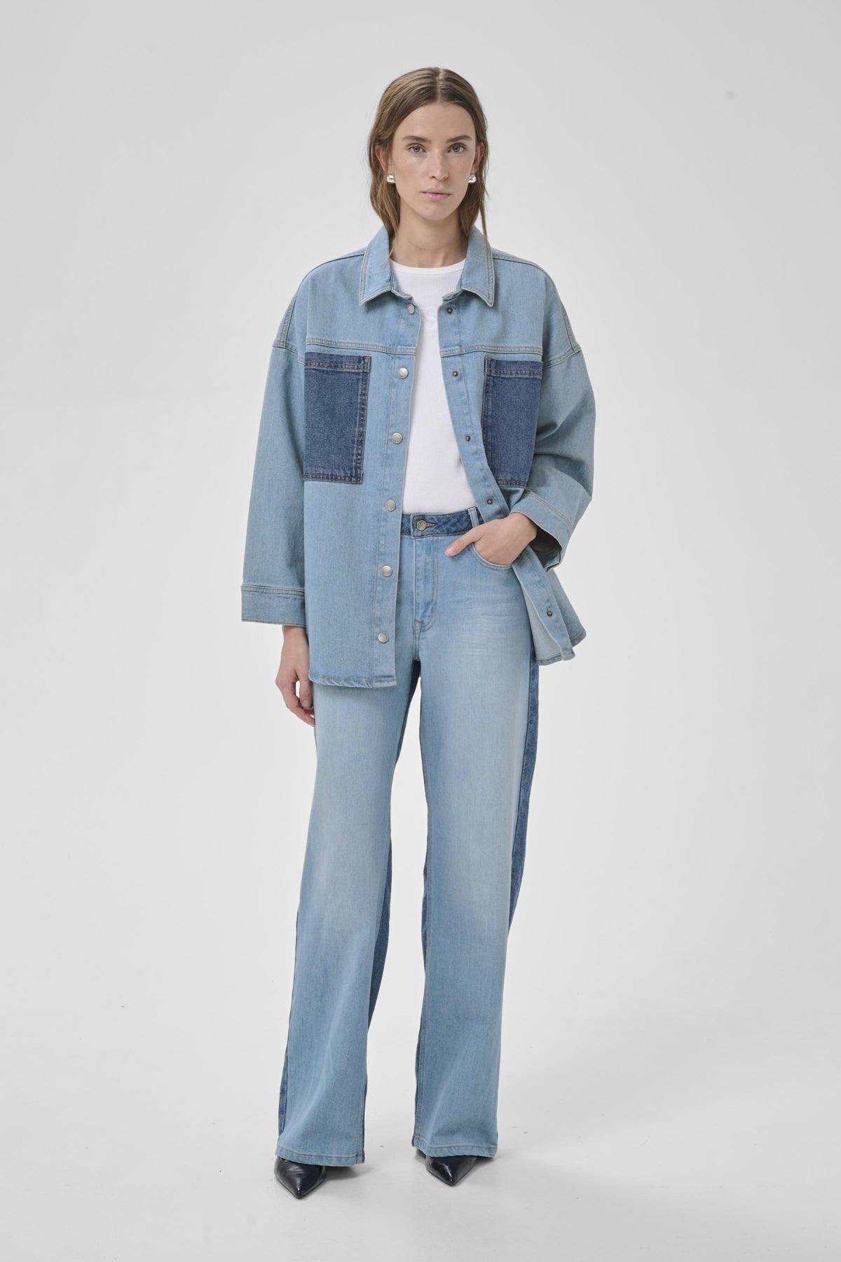 My Essential Wardrobe naisten paitatakki MWMazie 139 Boxy Mix Shirt, sininen