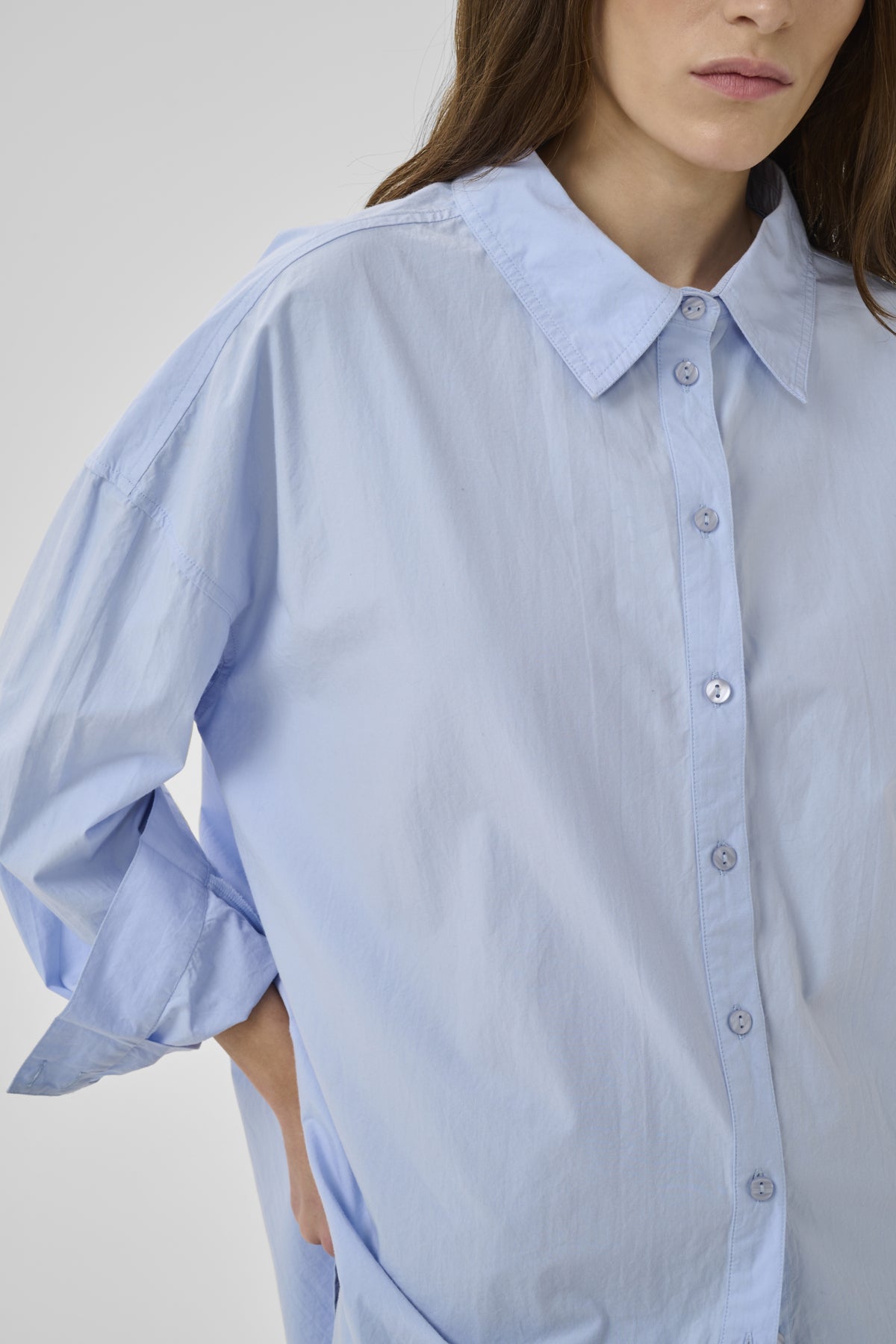 My Essential Wardrobe naisten paitapusero MWVilda Sunna Boxy Shirt, vaaleansininen