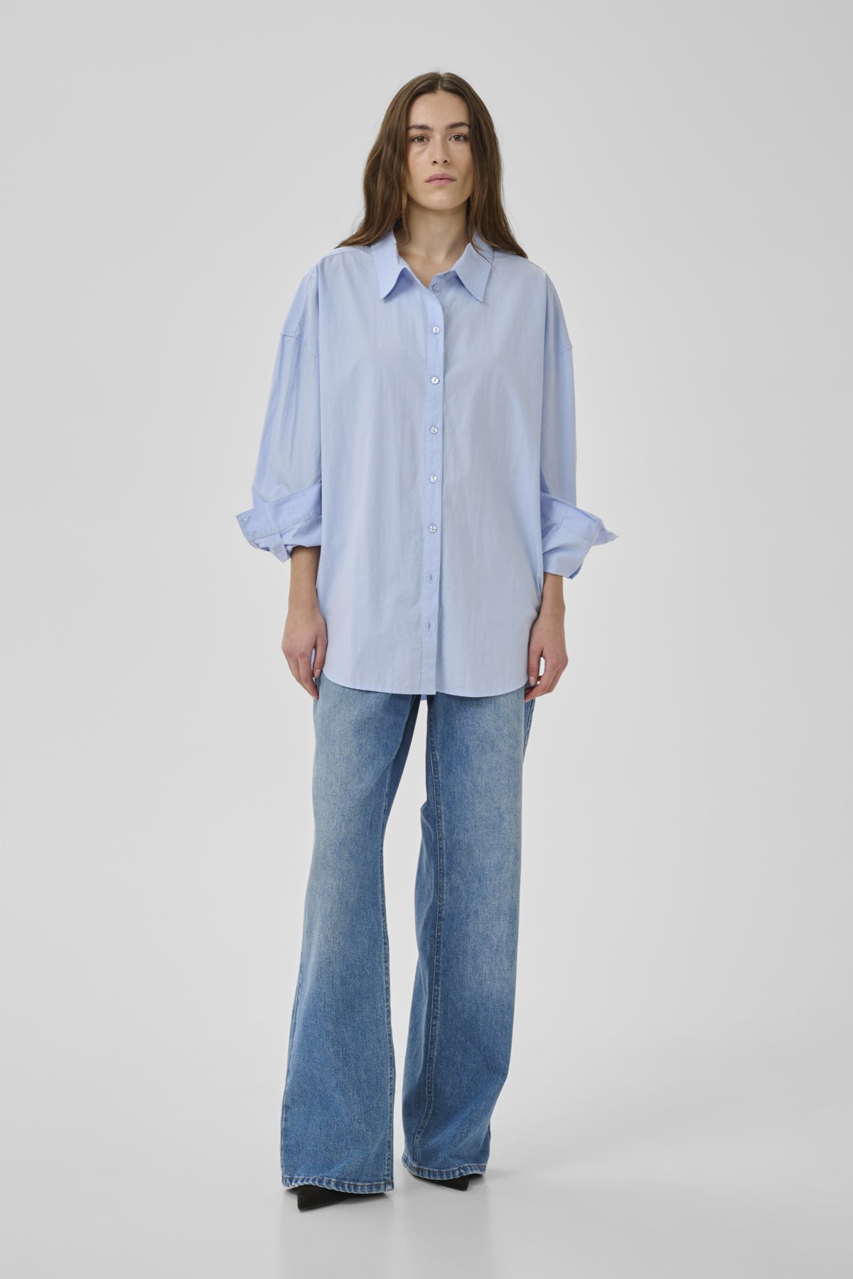 My Essential Wardrobe naisten paitapusero MWVilda Sunna Boxy Shirt, vaaleansininen