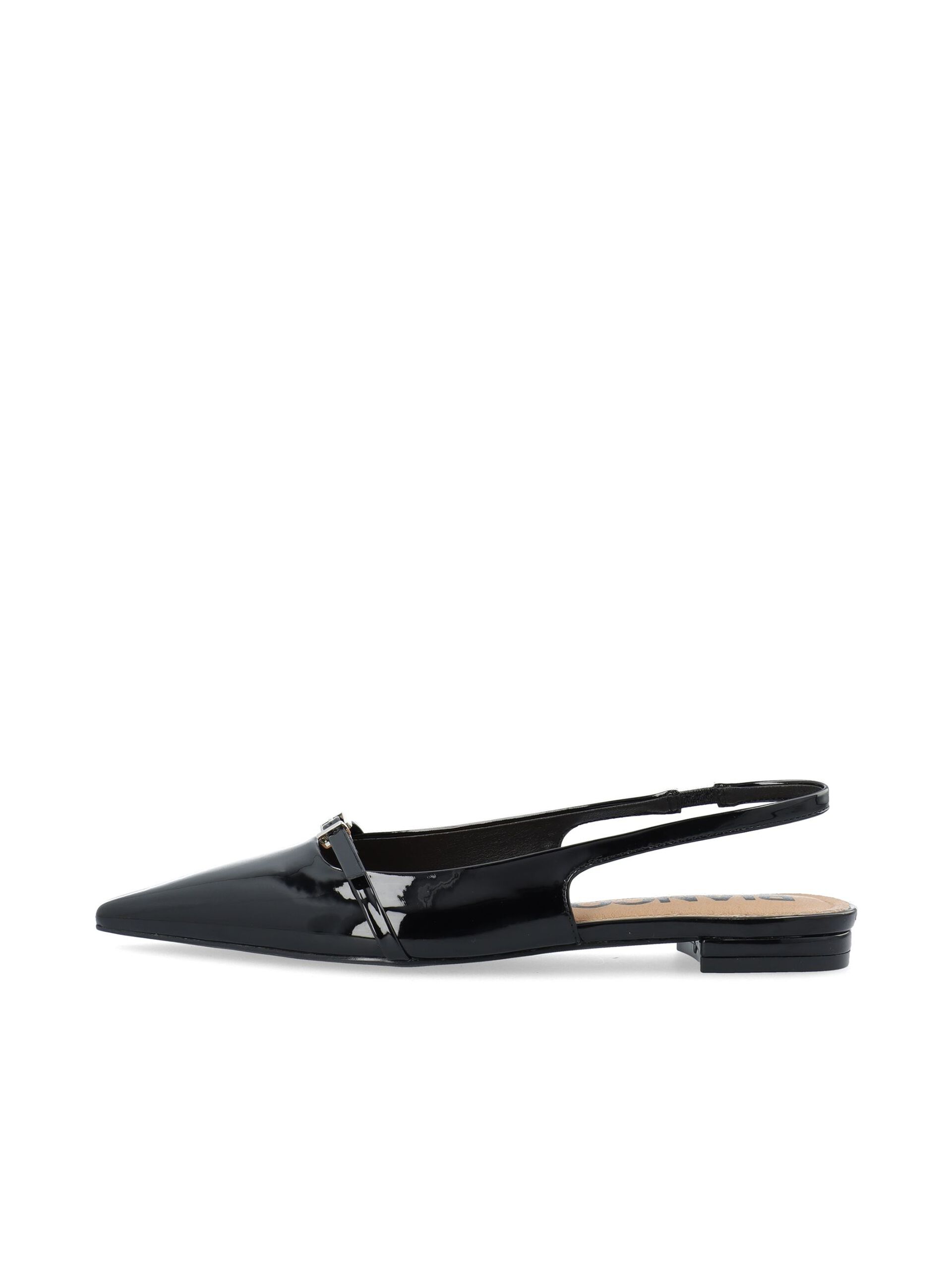 Bianco naisten avokkaat BiaBari Pointy Flat Slingback Faux Leather, musta