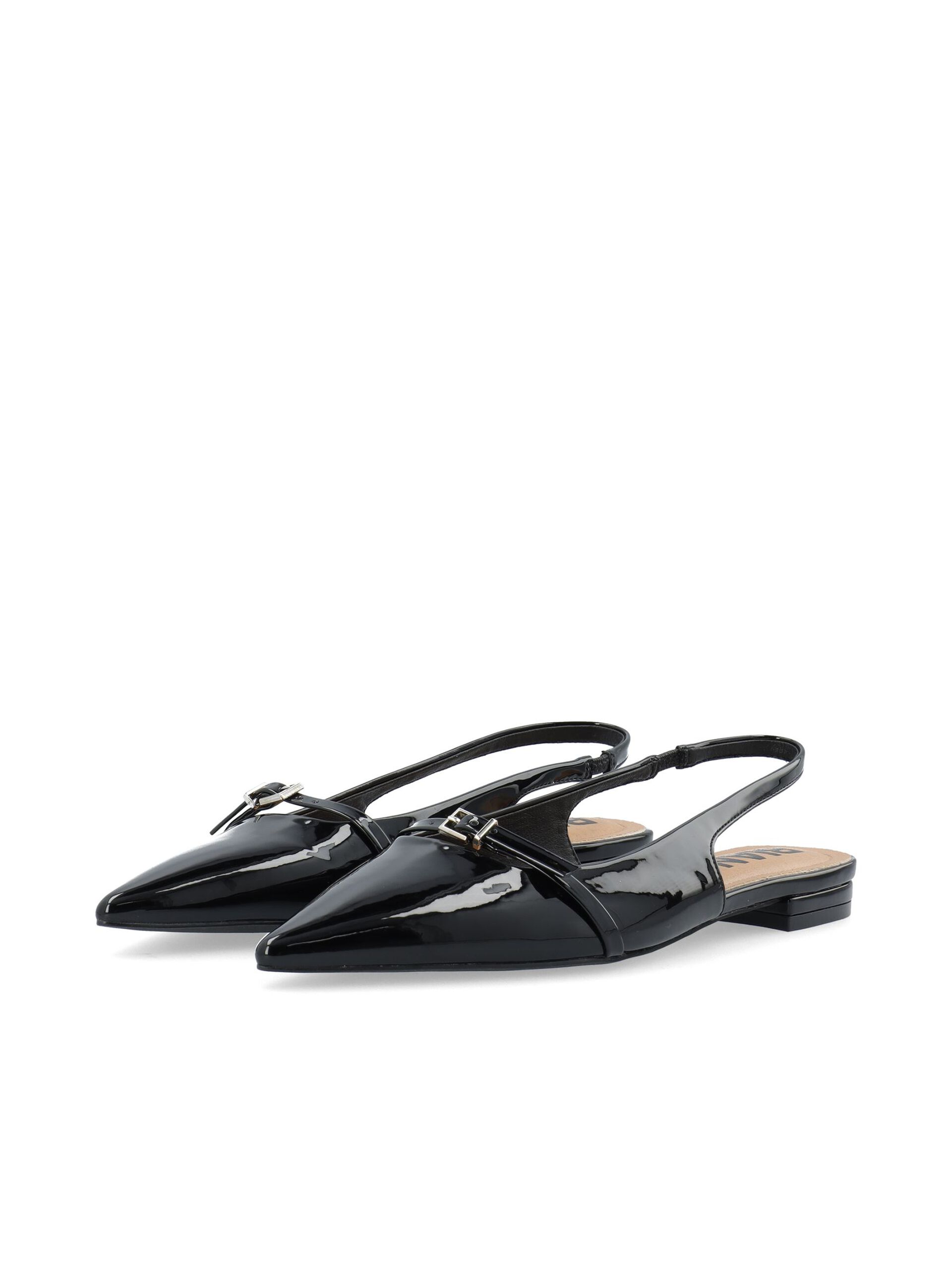 Bianco naisten avokkaat BiaBari Pointy Flat Slingback Faux Leather, musta