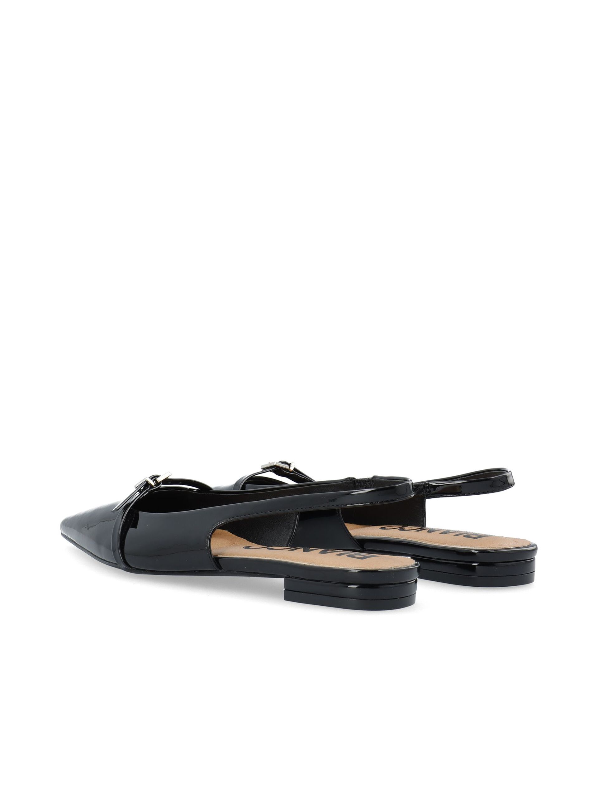 Bianco naisten avokkaat BiaBari Pointy Flat Slingback Faux Leather, musta