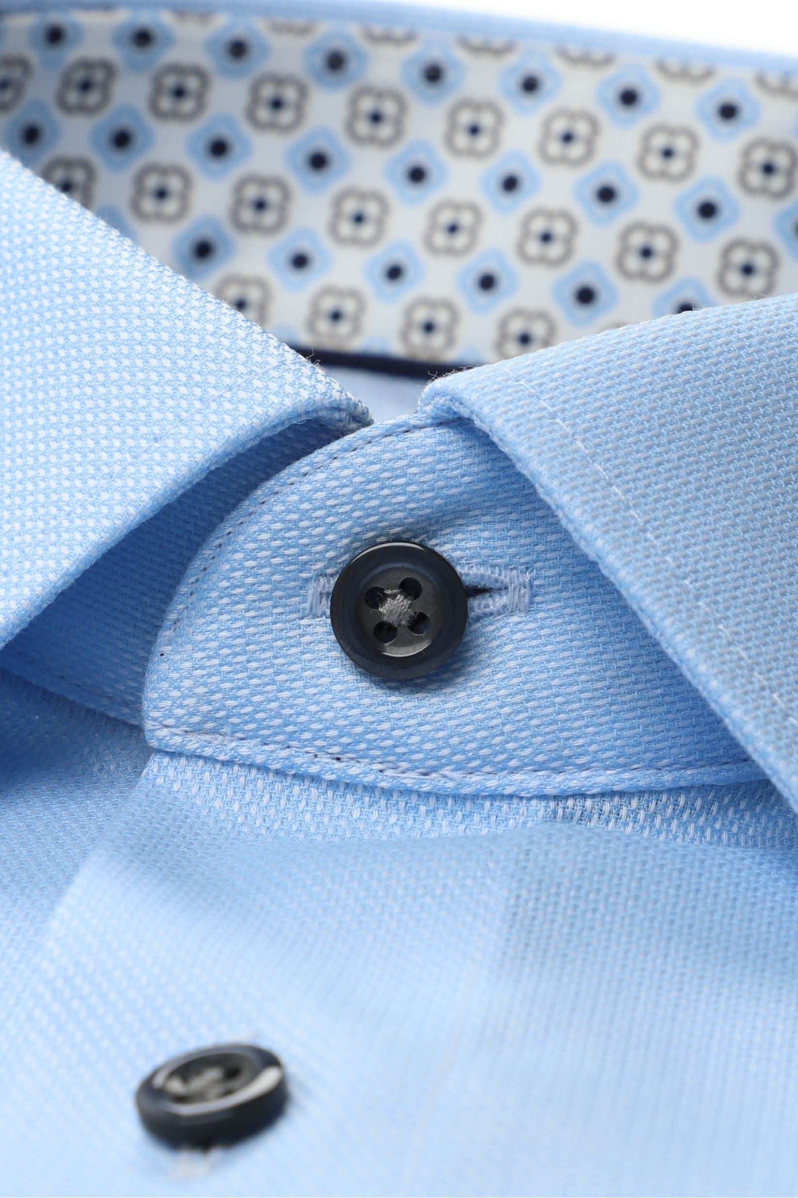 Olymp kauluspaita + Hiha Luxor Modern Fit Contrast Print, vaaleansininen