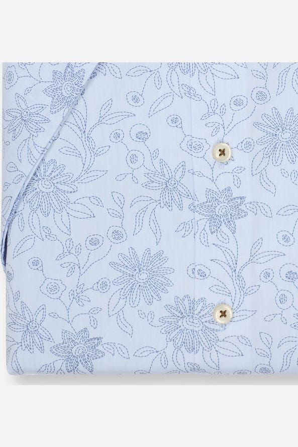 Olymp miesten lyhythihainen kauluspaita Luxor Modern Fit SS Floral Print, kuosivaaleansininen