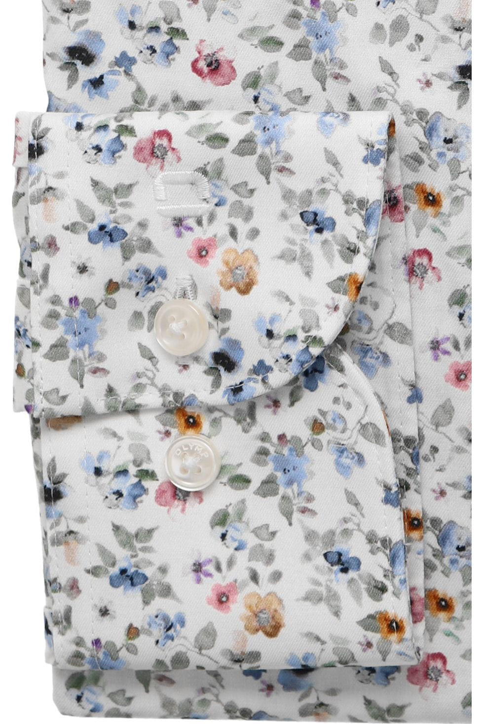 Olymp kauluspaita Luxor Modern Fit Floral Print, valkopohjainen kuosi