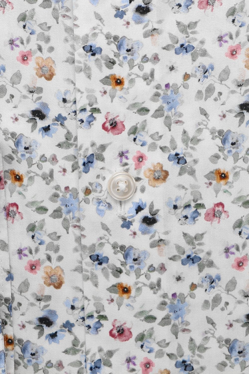 Olymp kauluspaita Luxor Modern Fit Floral Print, valkopohjainen kuosi