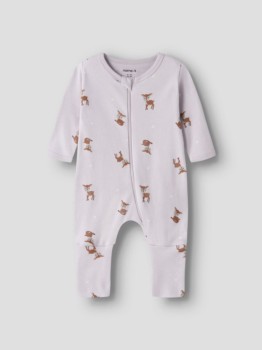 Name It yöasu NBMNIGHTSUIT 2P ZIP FF DEER, vaalea lila