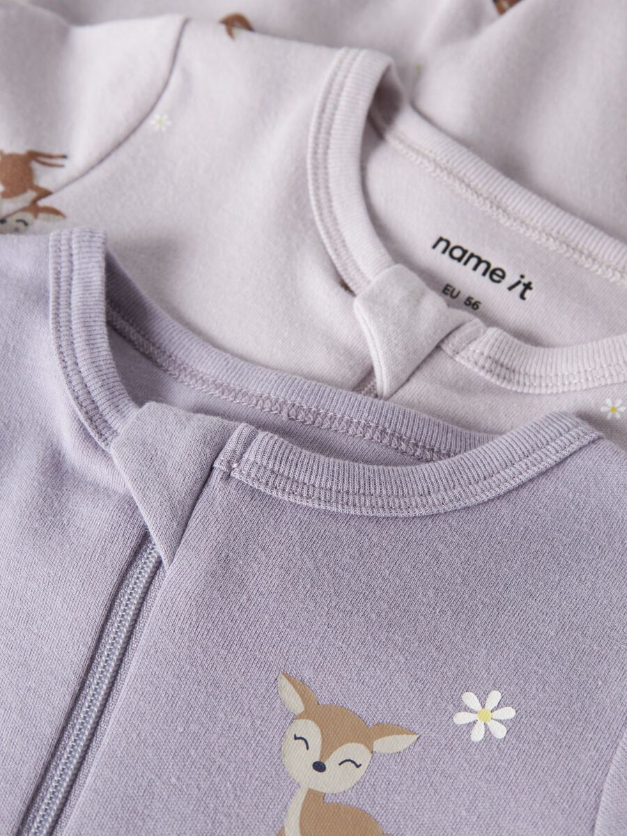 Name It yöasu NBMNIGHTSUIT 2P ZIP FF DEER, vaalea lila