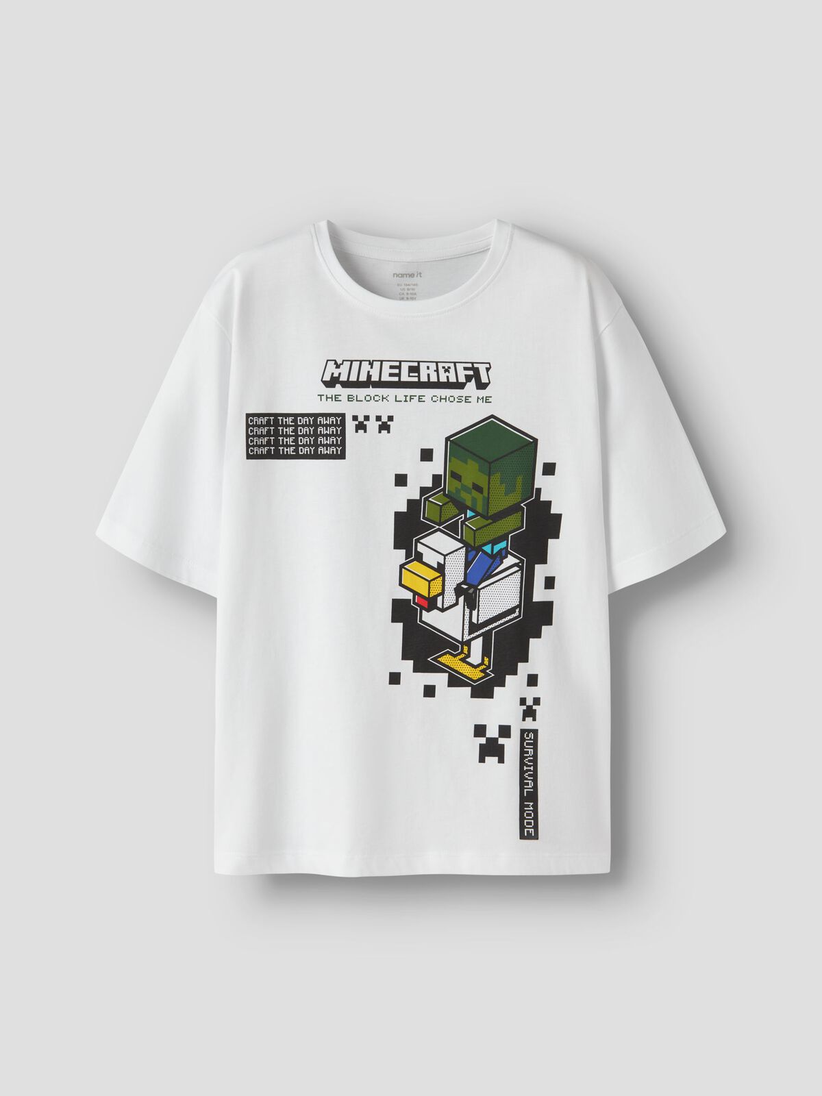 Name It lasten t-paita Minecraft, valkoinen