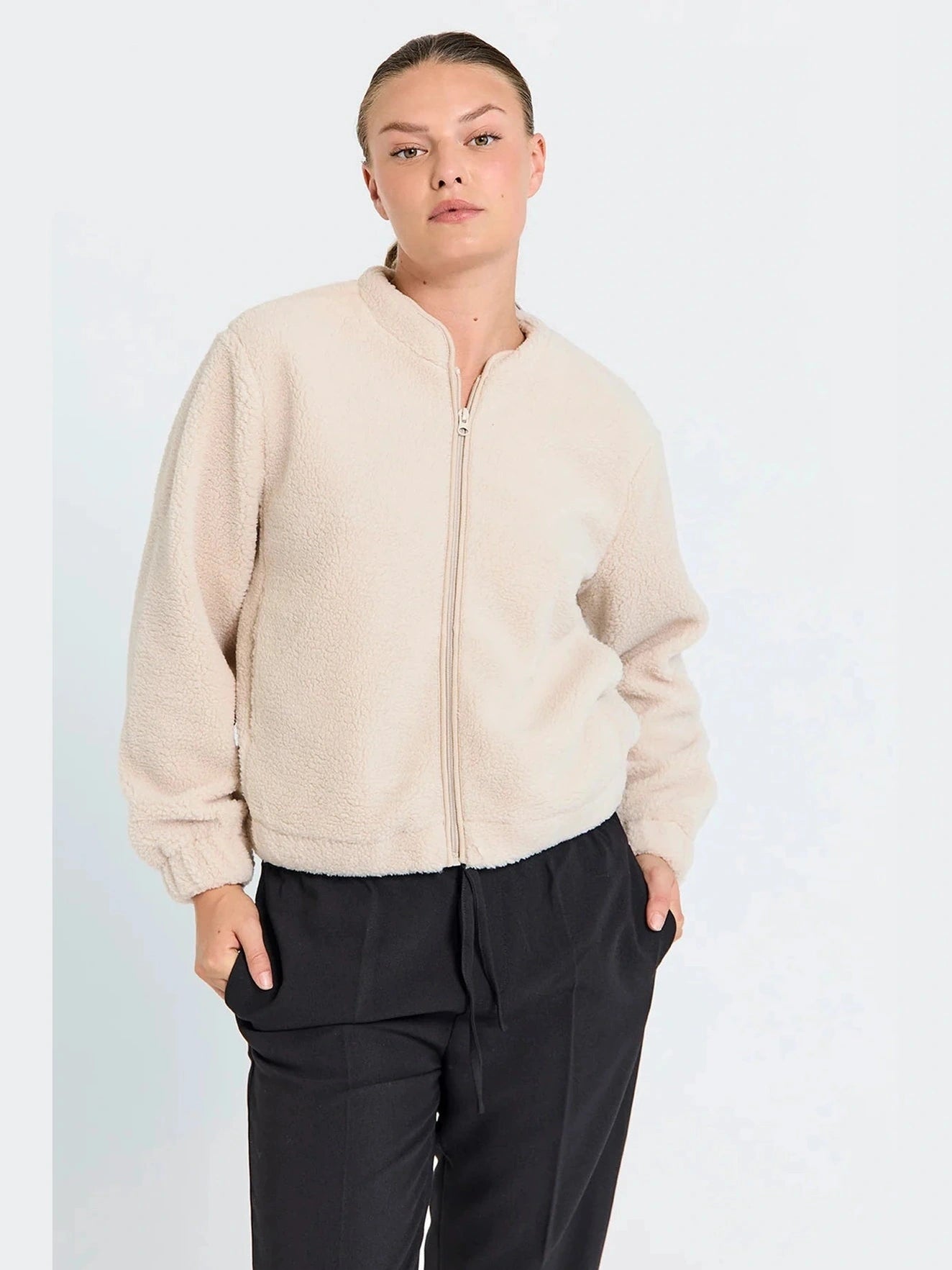 Freequent naisten takki K-TEDDY JACKET, hiekka