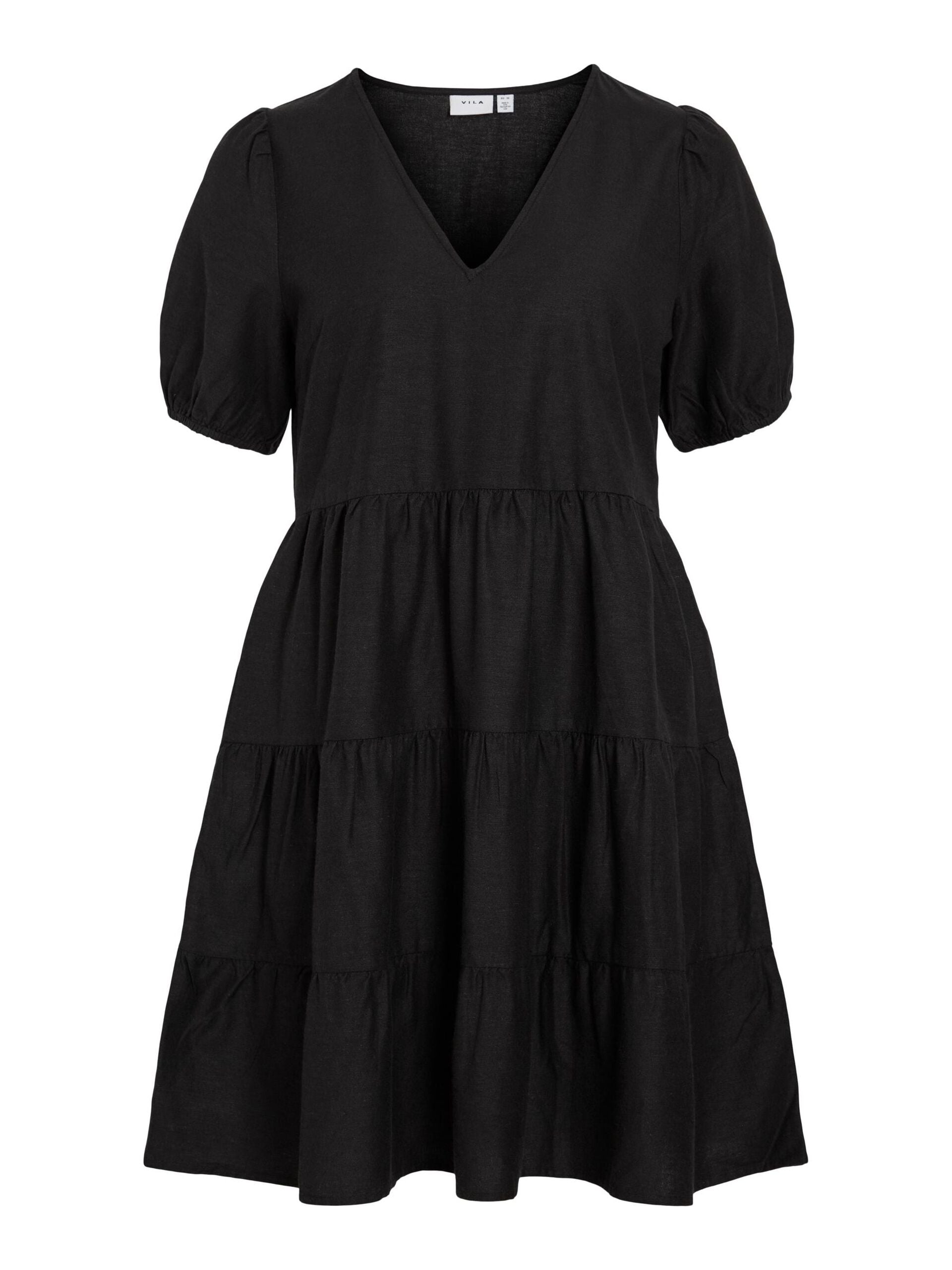 Vila mekko Viprisilla New S/S Short Dress, Black Beauty