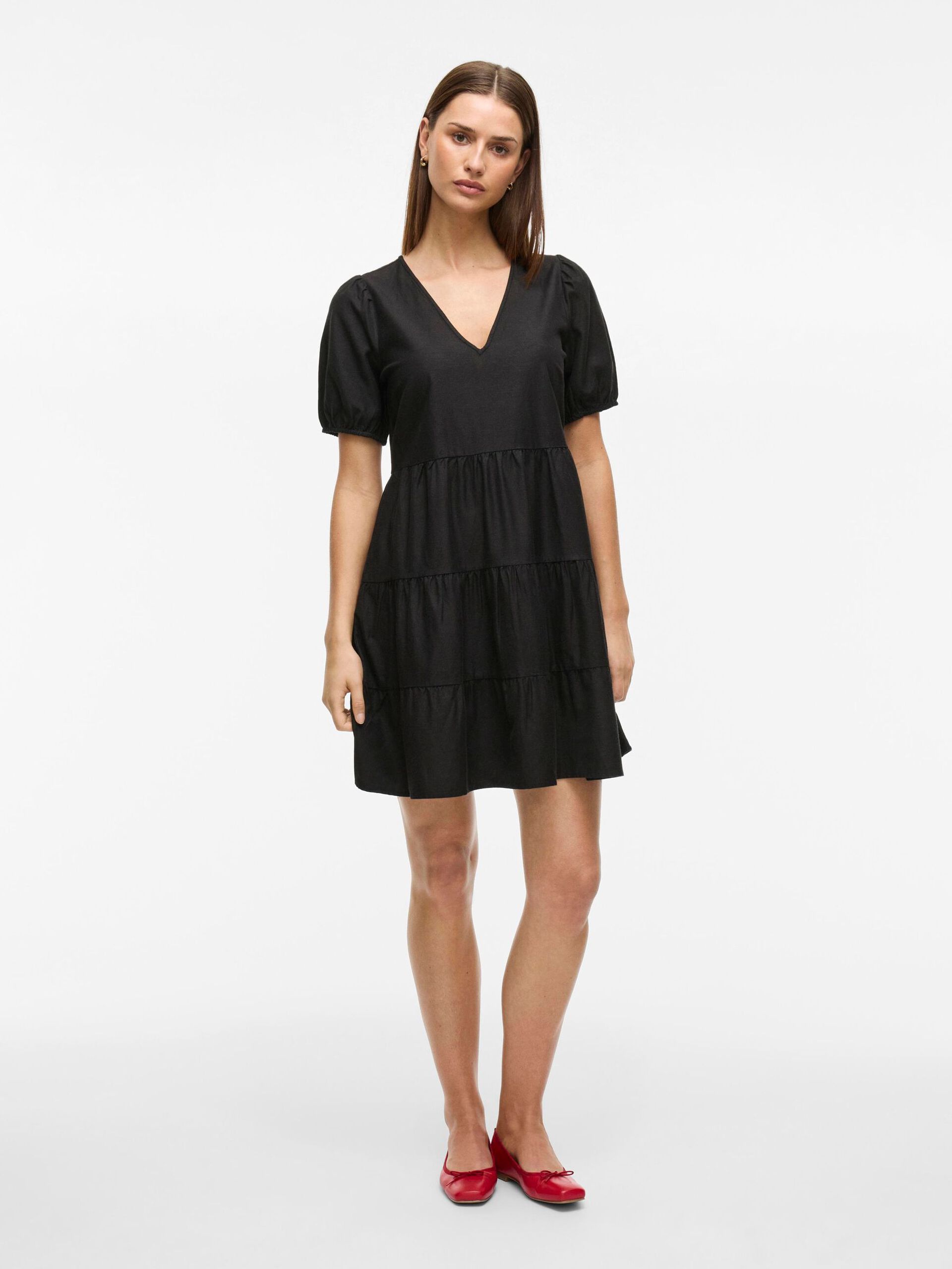 Vila mekko Viprisilla New S/S Short Dress, Black Beauty