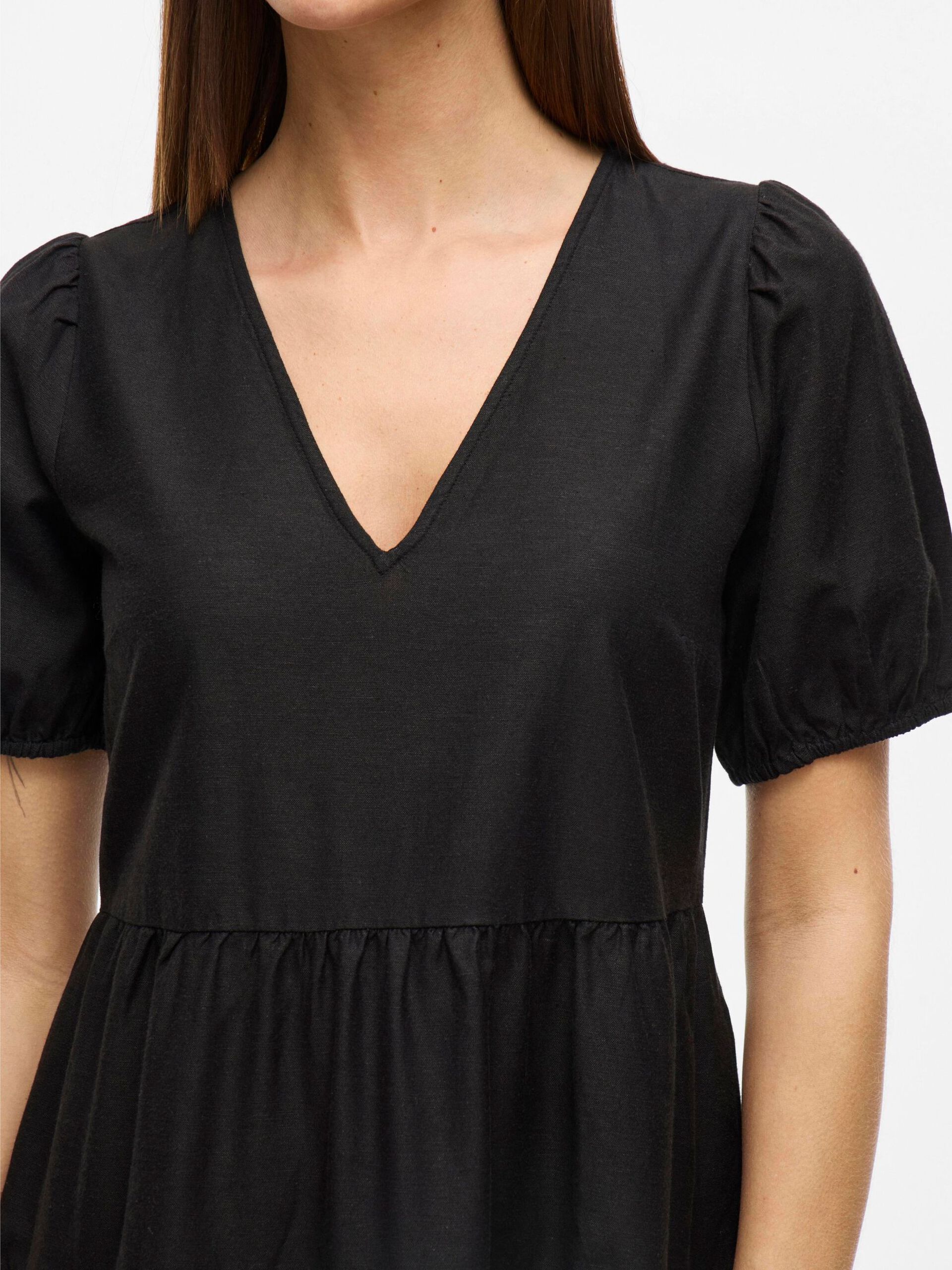 Vila mekko Viprisilla New S/S Short Dress, Black Beauty