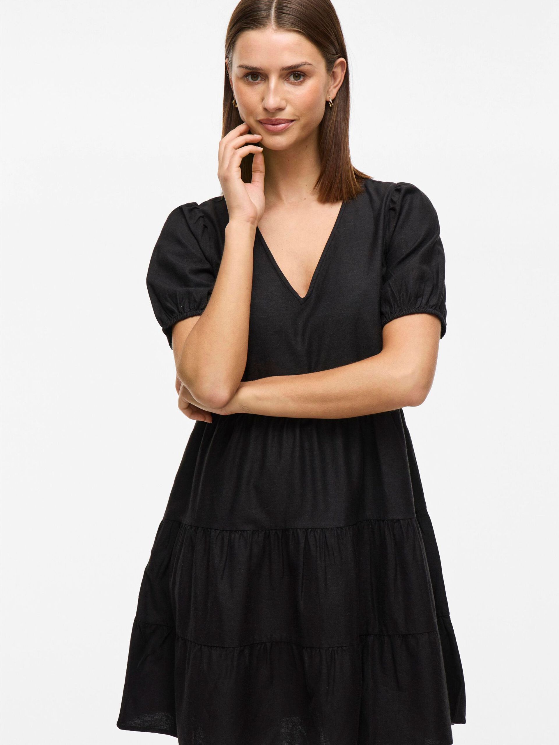 Vila mekko Viprisilla New S/S Short Dress, Black Beauty