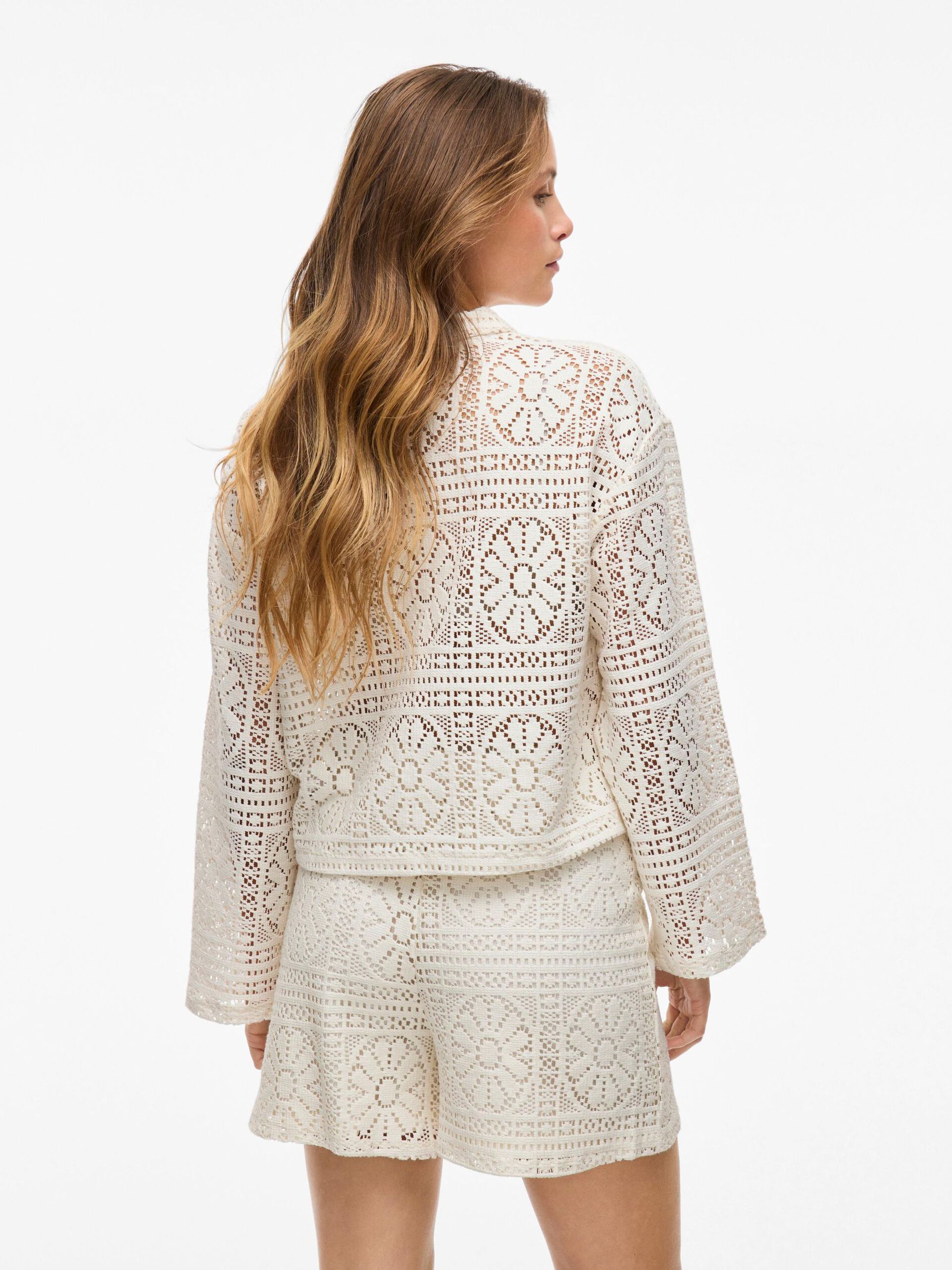 Vila naisten paita Vimerinda Crochet L/S Cardigan, birch