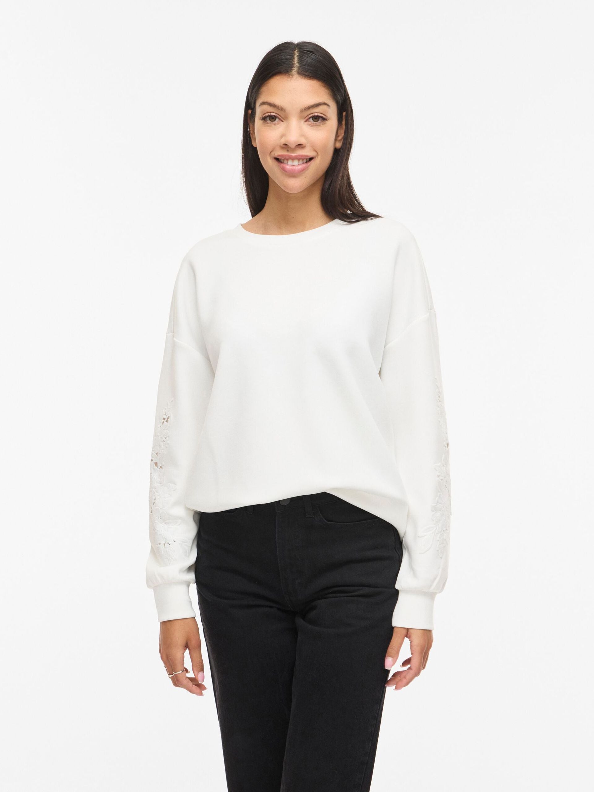 Vila naisten collegepaita VISIFFI O-Neck, Cloud Dancer