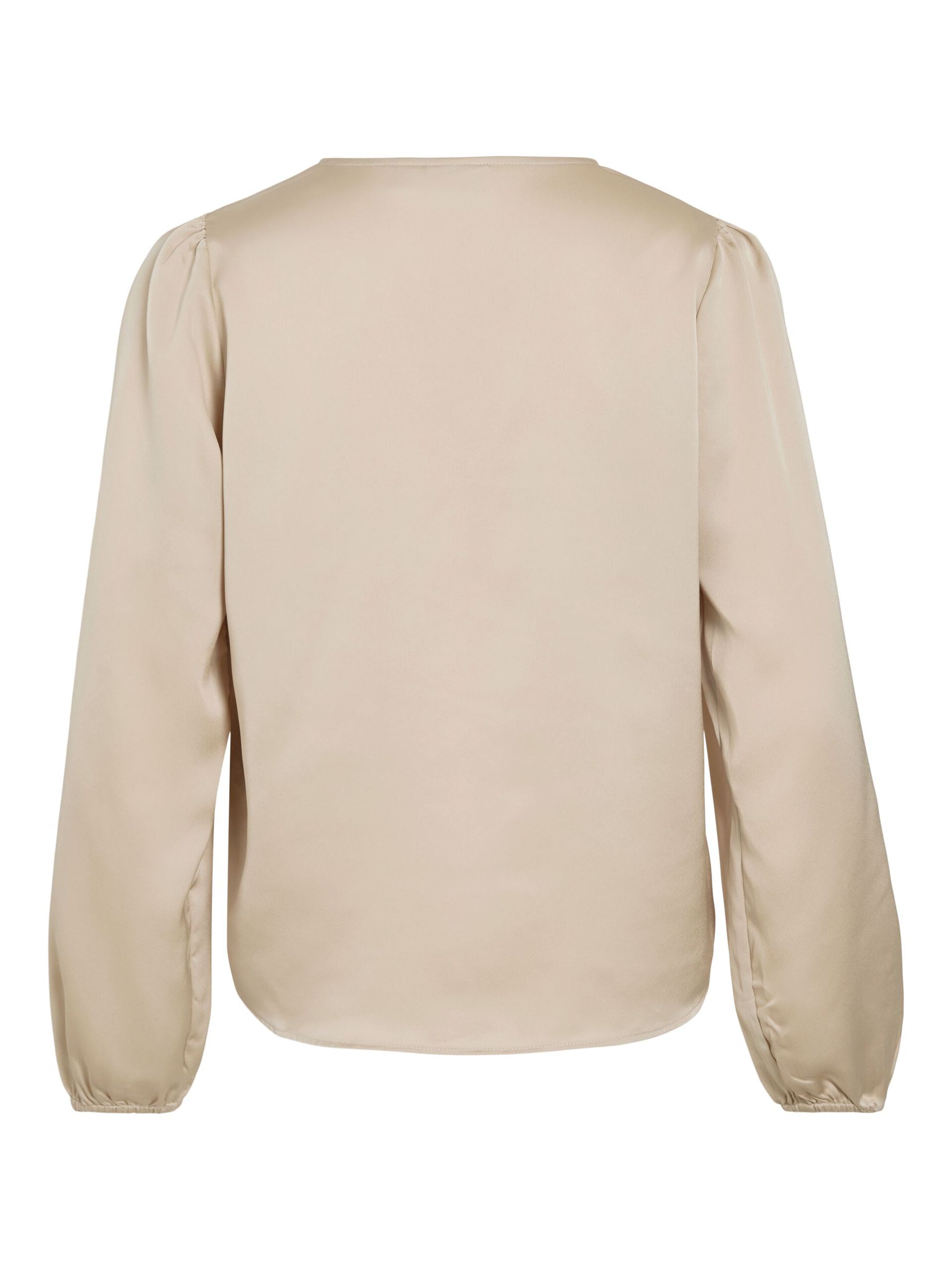 Vila naisten pusero Vielette L/S Smock Satin Top, Cement