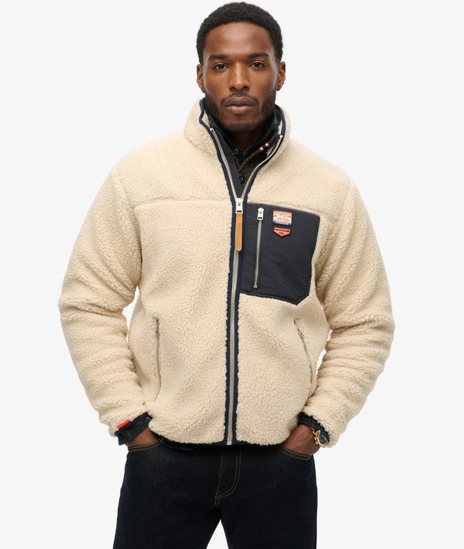 Superdry miesten pile fleece Vintage Retro Full Zip Fleece, luonnonvalkoinen