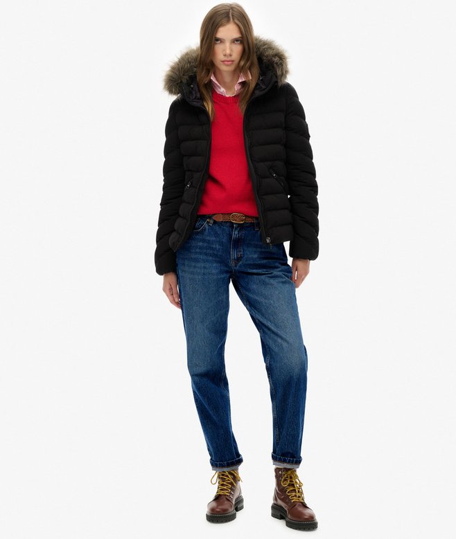 Fuji Faux Fur Hood Padded Jkt MUSTA
