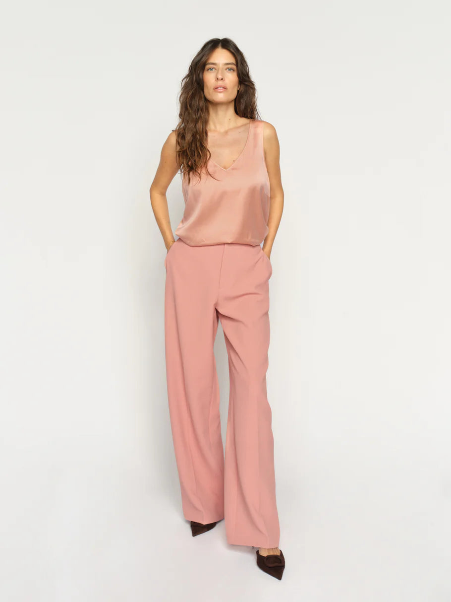 Mos Mosh naisten toppi Astrid V-Neck Silk Tank Top, vaaleanpunainen