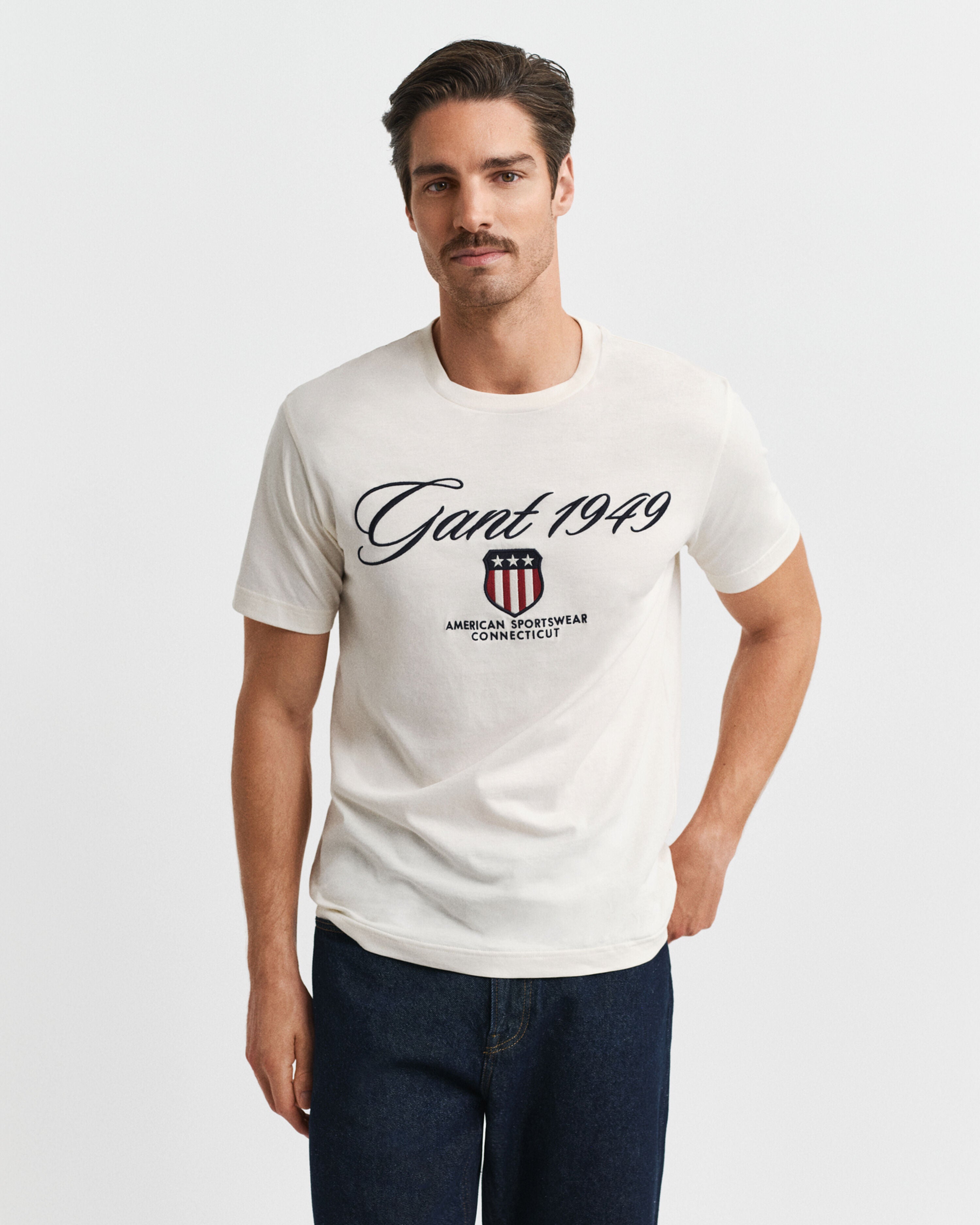 Gant miesten t-paita Graphic SS t-shirt, luonnonvalkoinen