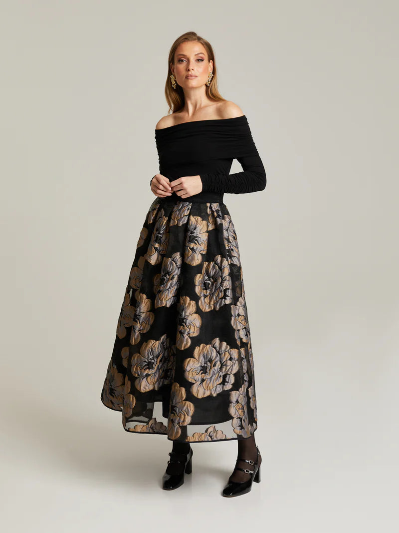 Andiata naisten hame Nora 90, musta kuosi