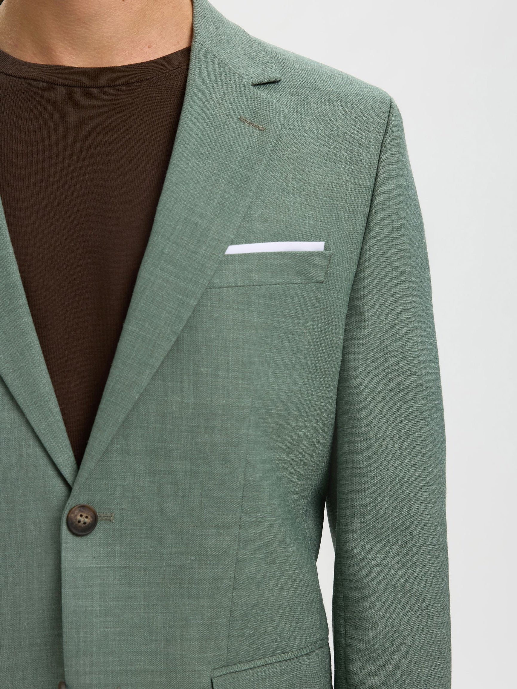 Selected miesten bleiseri SLHSlim-Oasis Linen Blz Noos, Light Green Melange