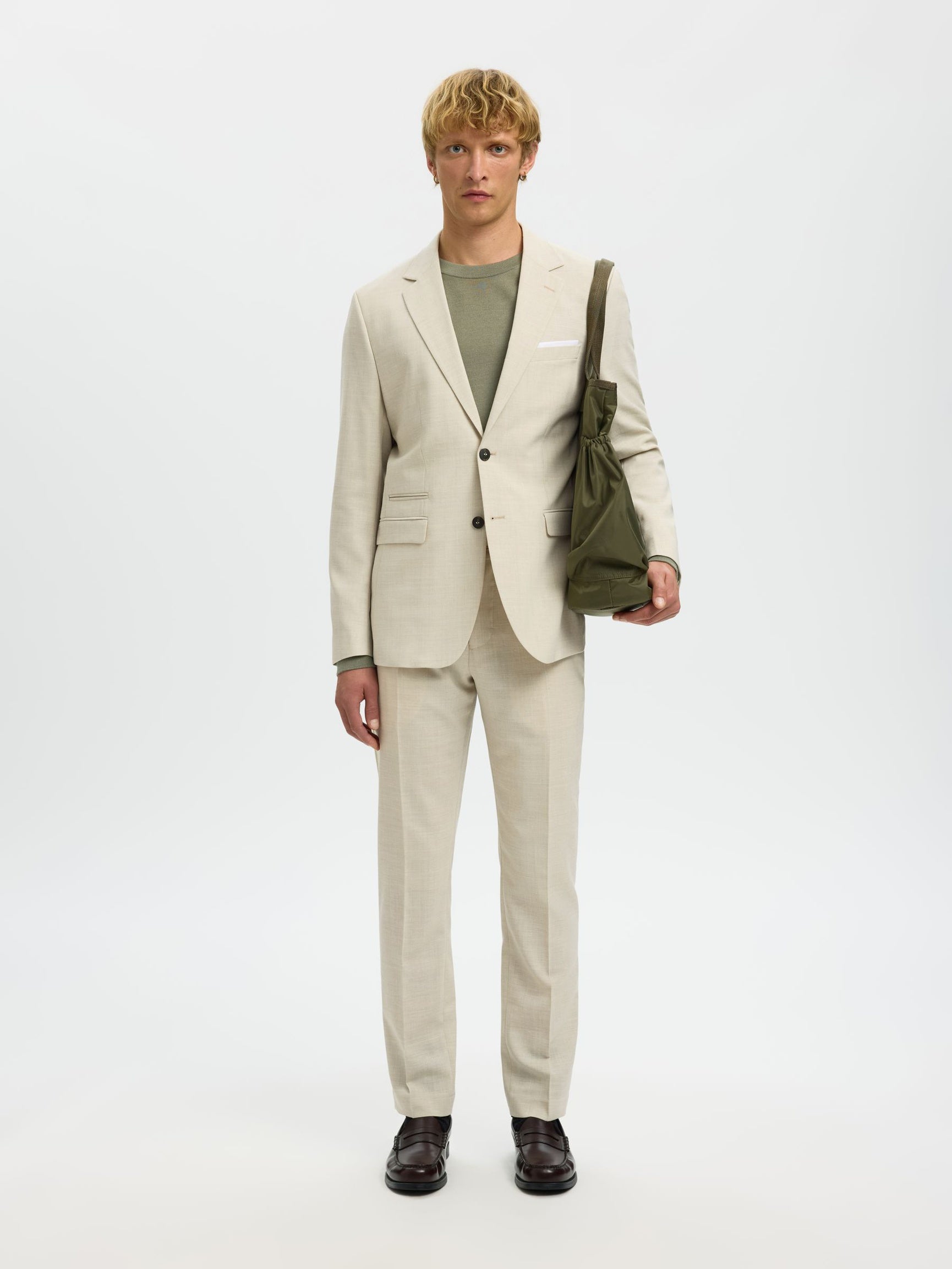 Selected miesten Suorat housut SLHSlim-Oasis Linen, Egret