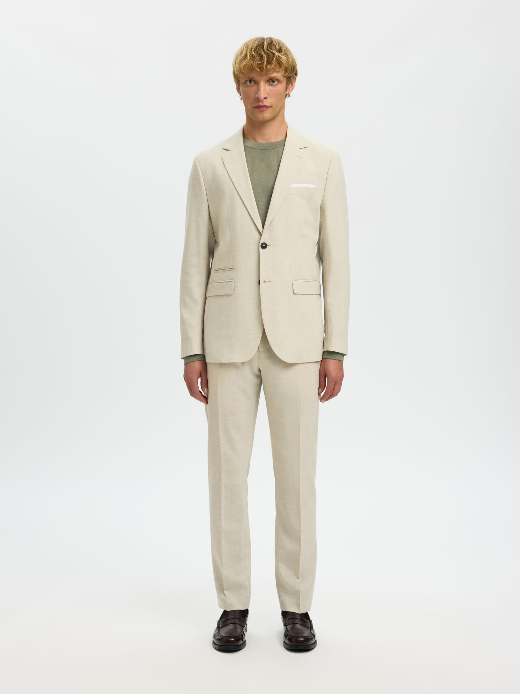 Selected miesten Suorat housut SLHSlim-Oasis Linen, Egret