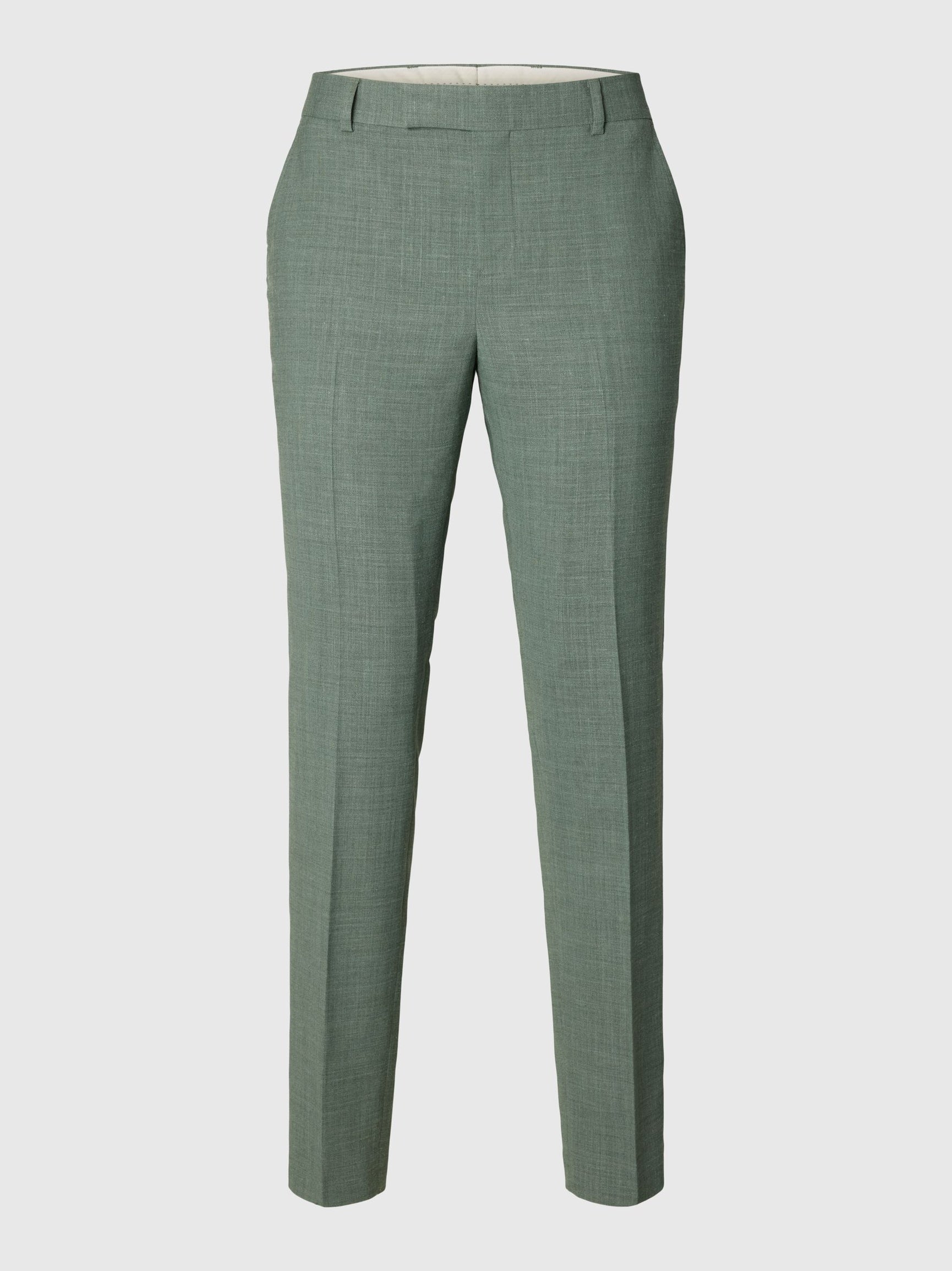 Selected miesten housut SLHSLIM-OASIS Linen, Light Green Melange