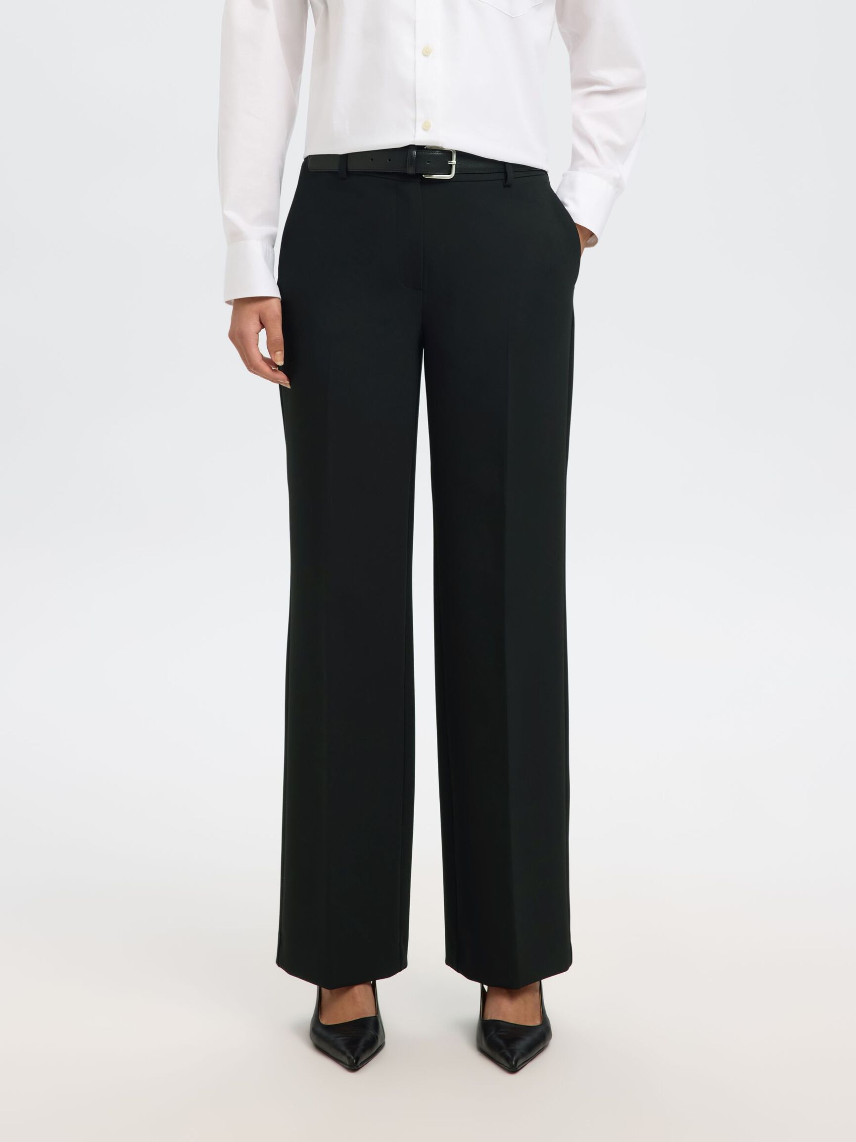 Selected Femme naisten housut SLWRITA MW Wide Pant, musta