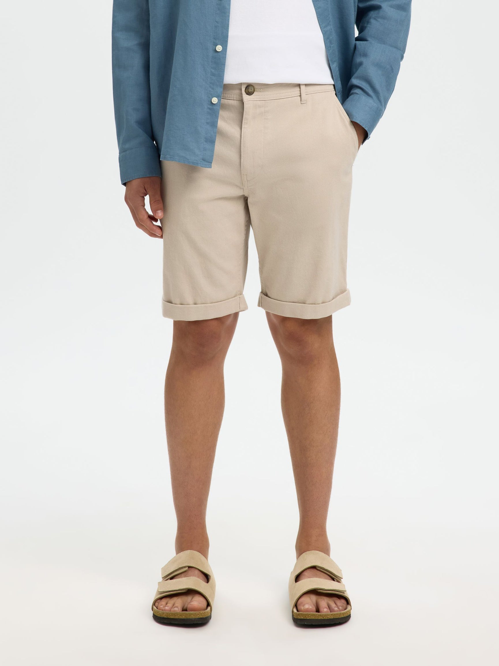 Selected miesten shortsit Luton SlhSlim Flex, Pure Cashmere W. Oatmeal