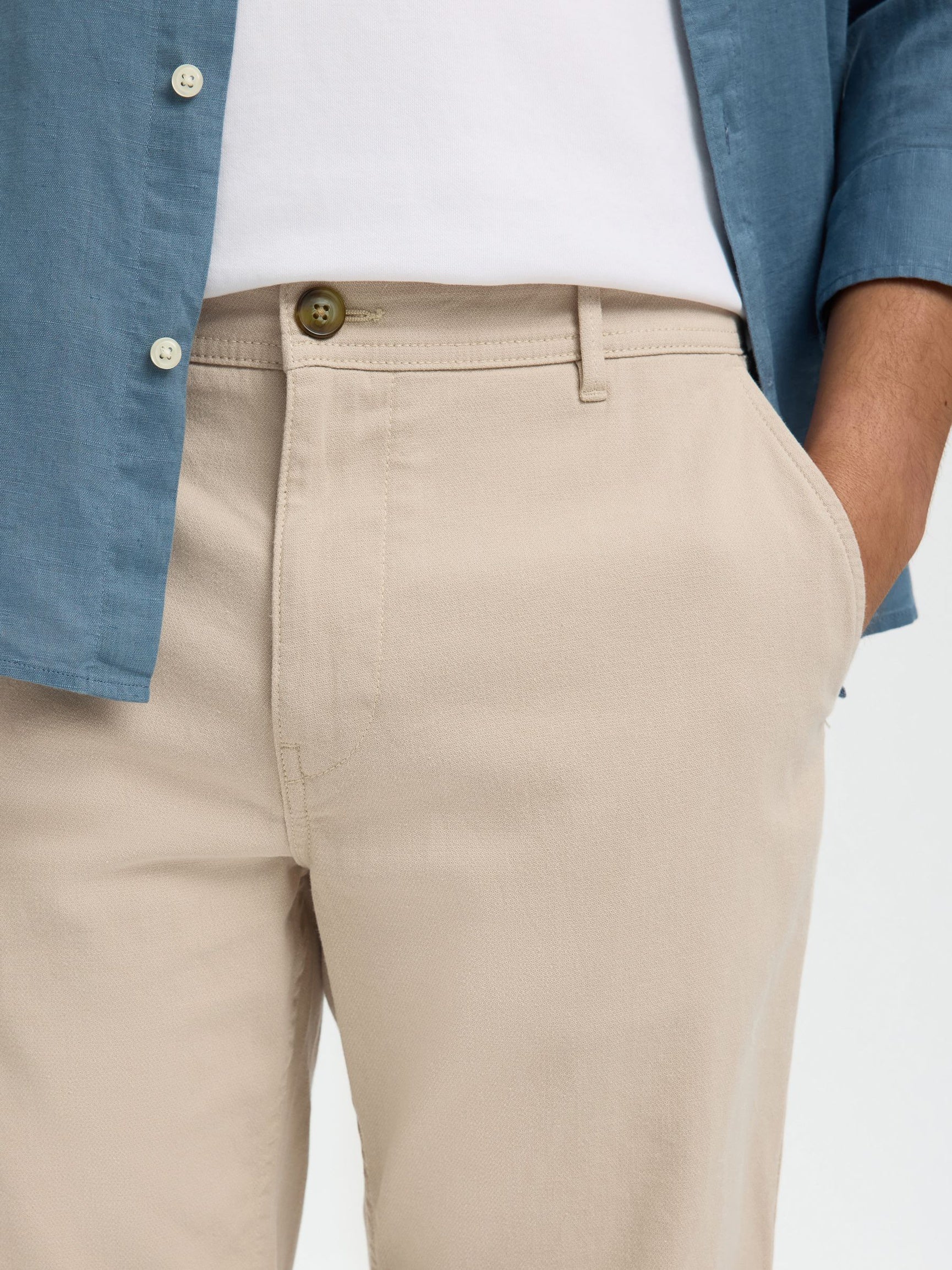 Selected miesten shortsit Luton SlhSlim Flex, Pure Cashmere W. Oatmeal