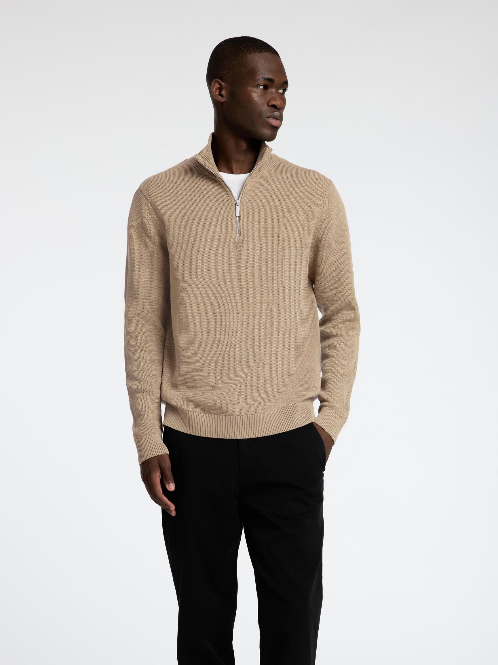 Selected Miesten Neulepusero DANE LS KNIT STRUCTURE HALF ZIP, Kelp