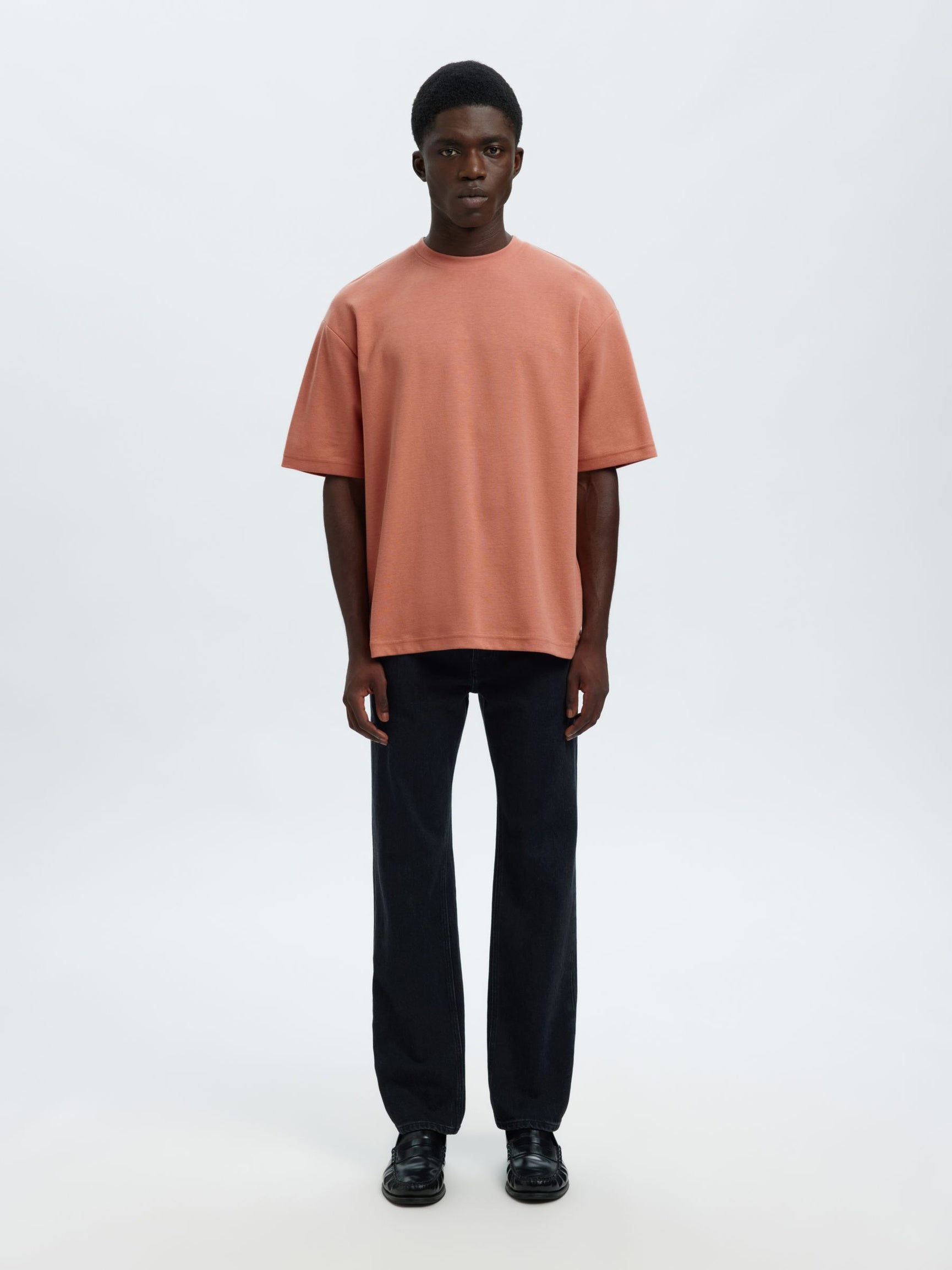 Selected miesten t-paita Looseoscar SS O-Neck Tee Noos, Rose Dawn
