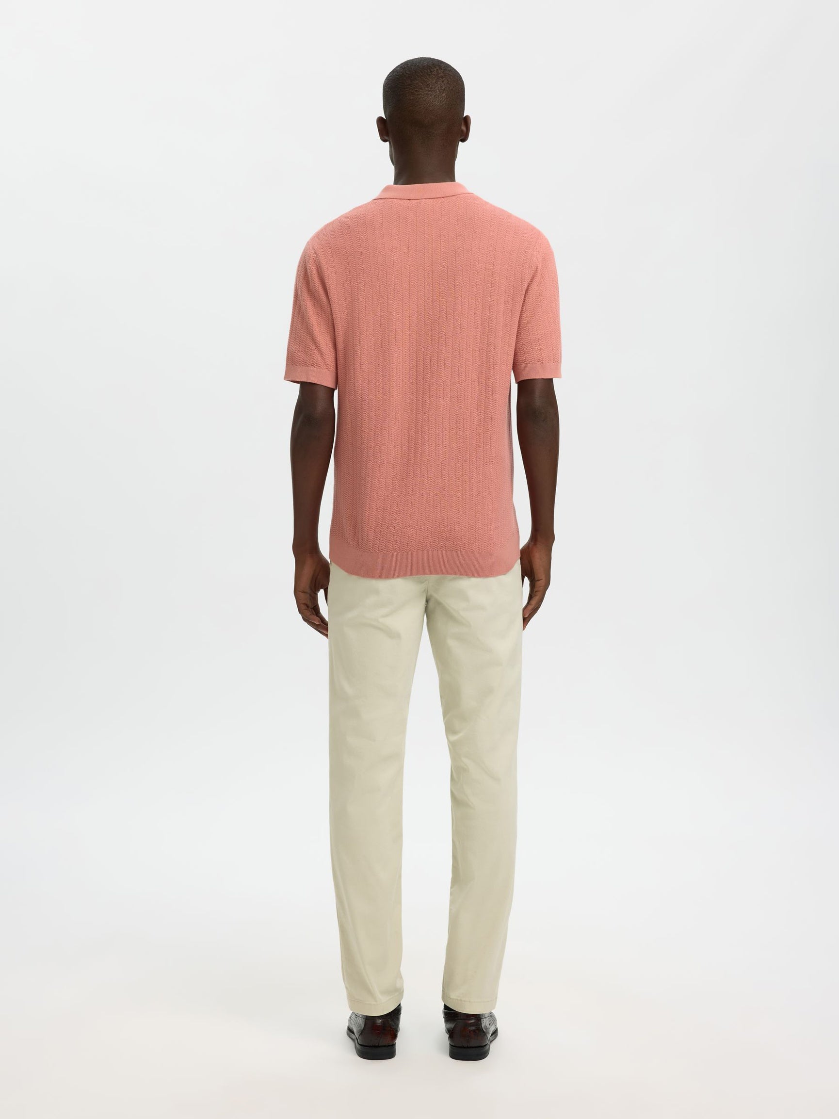 Selected miesten Pikeepaita Slhcran Ss Knit Structure Zip Polo Noos, Rose Dawn
